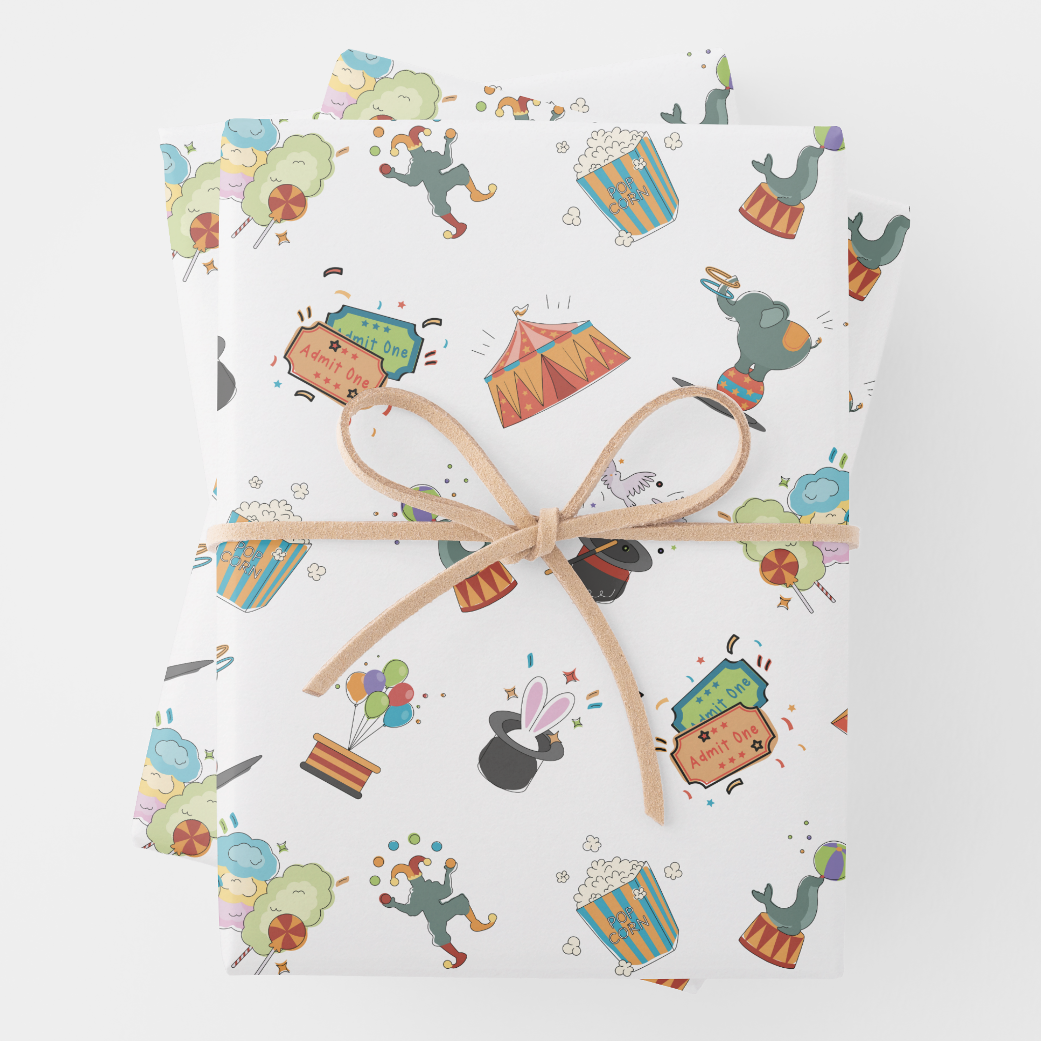 Circus Gift Wrapping Paper Sheets, Set of 3