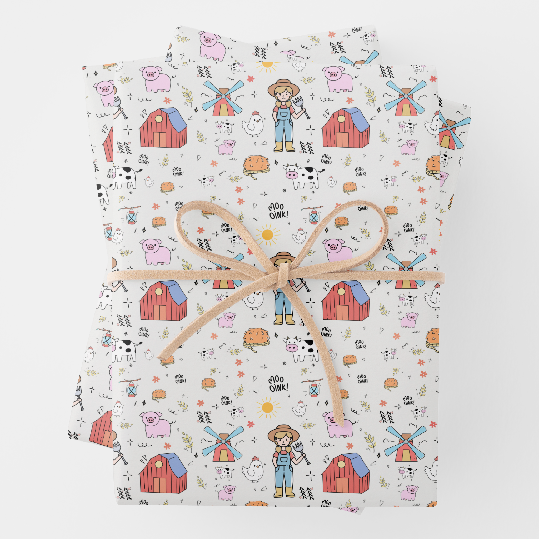 Farm Gift Wrapping Paper Sheets, Set of 3