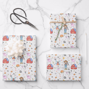 Farm Gift Wrapping Paper Sheets, Set of 3