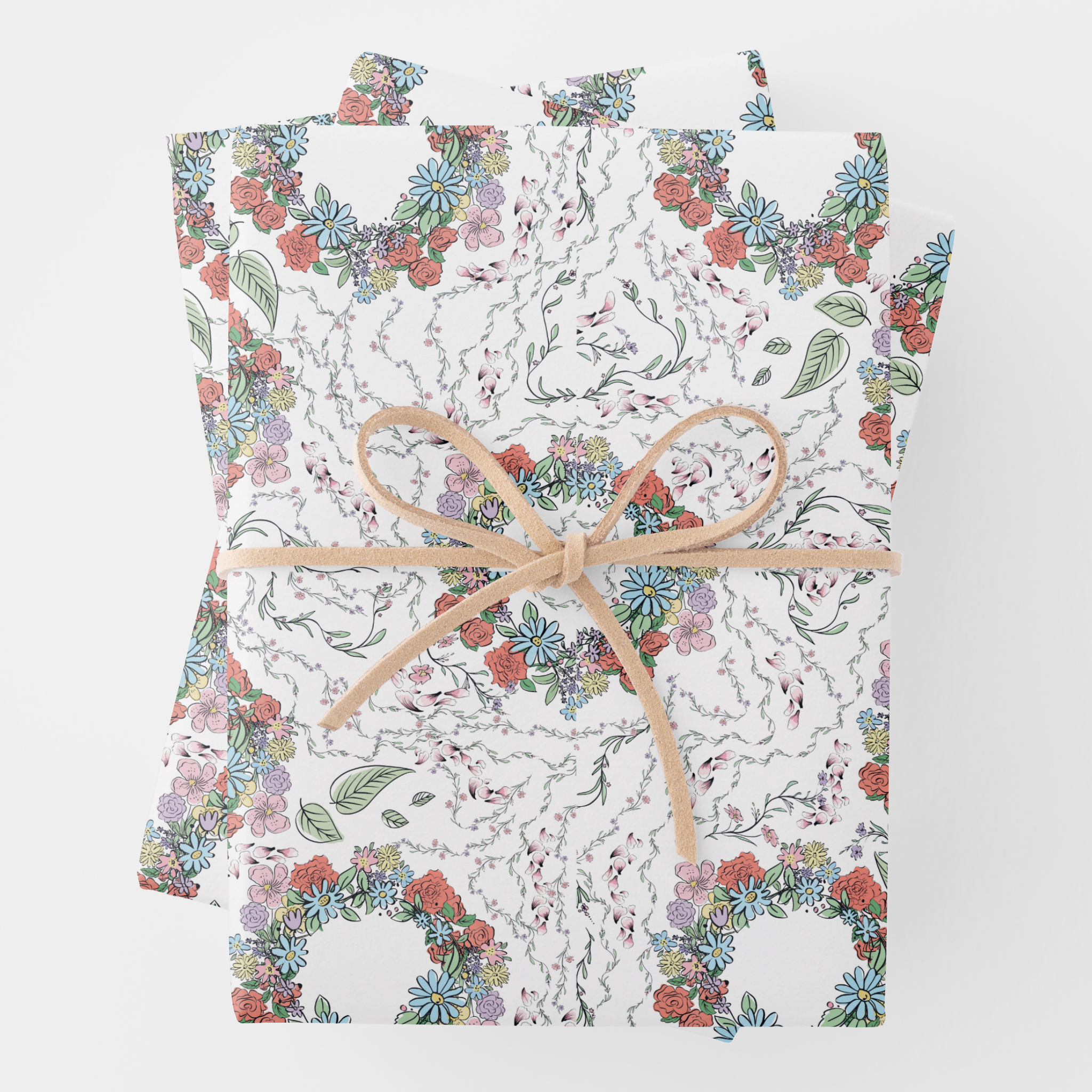 Floral Gift Wrapping Paper Sheets, Set of 3