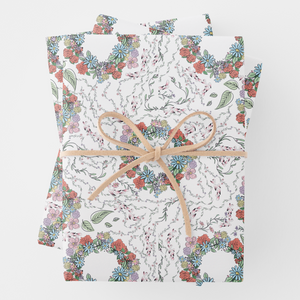Floral Gift Wrapping Paper Sheets, Set of 3