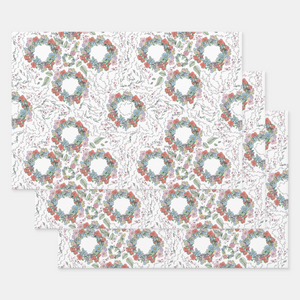 Floral Gift Wrapping Paper Sheets, Set of 3