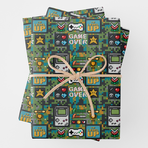 Gamer Gift Wrapping Paper Sheets, Set of 3