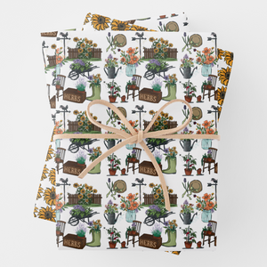 Gardening Gift Wrapping Paper Sheets, Set of 3