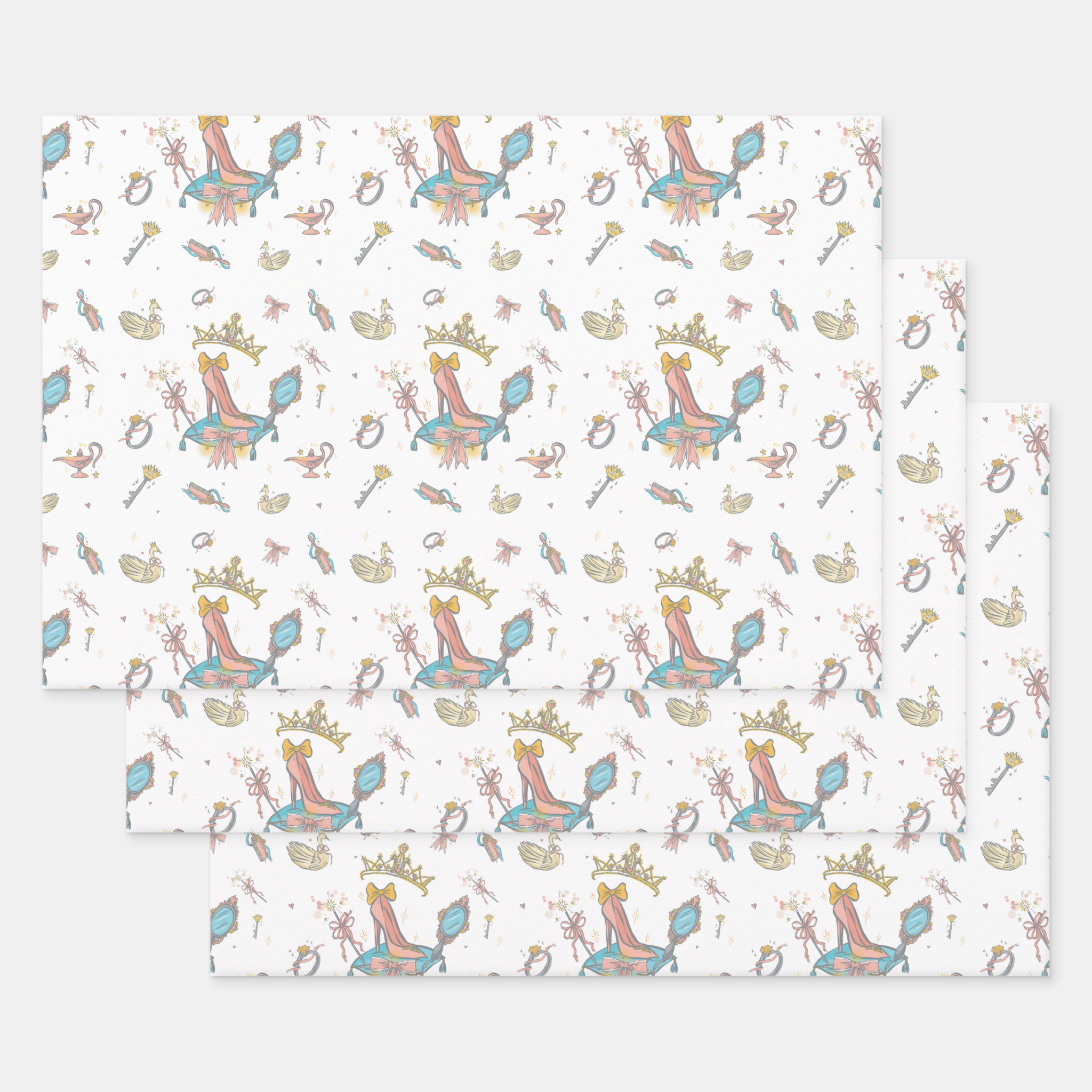 Princess Gift Wrapping Paper Sheets, Set of 3