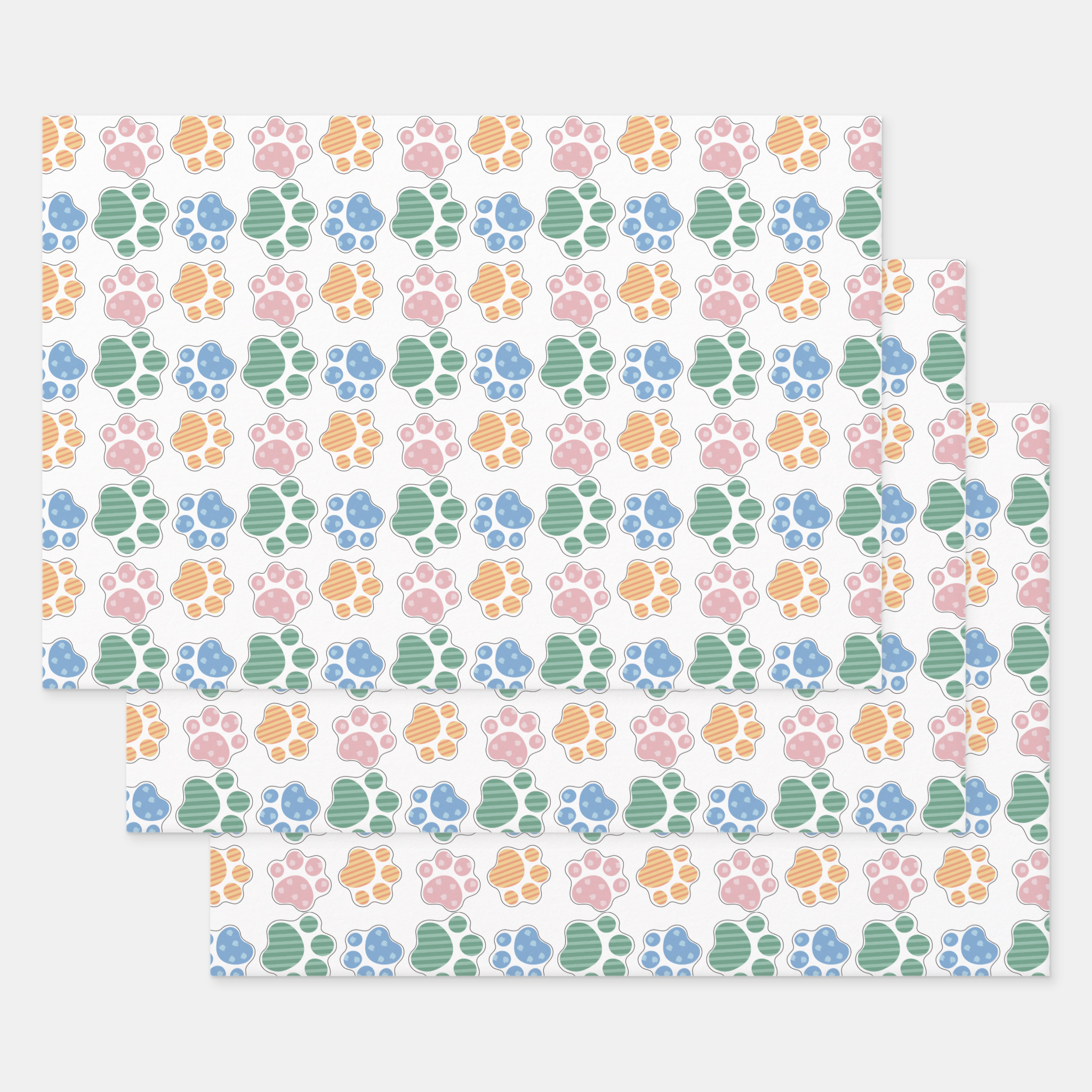 Puppies Gift Wrapping Paper Sheets, Set of 3
