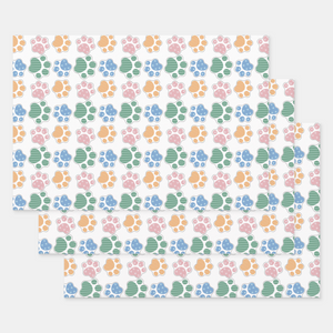 Puppies Gift Wrapping Paper Sheets, Set of 3