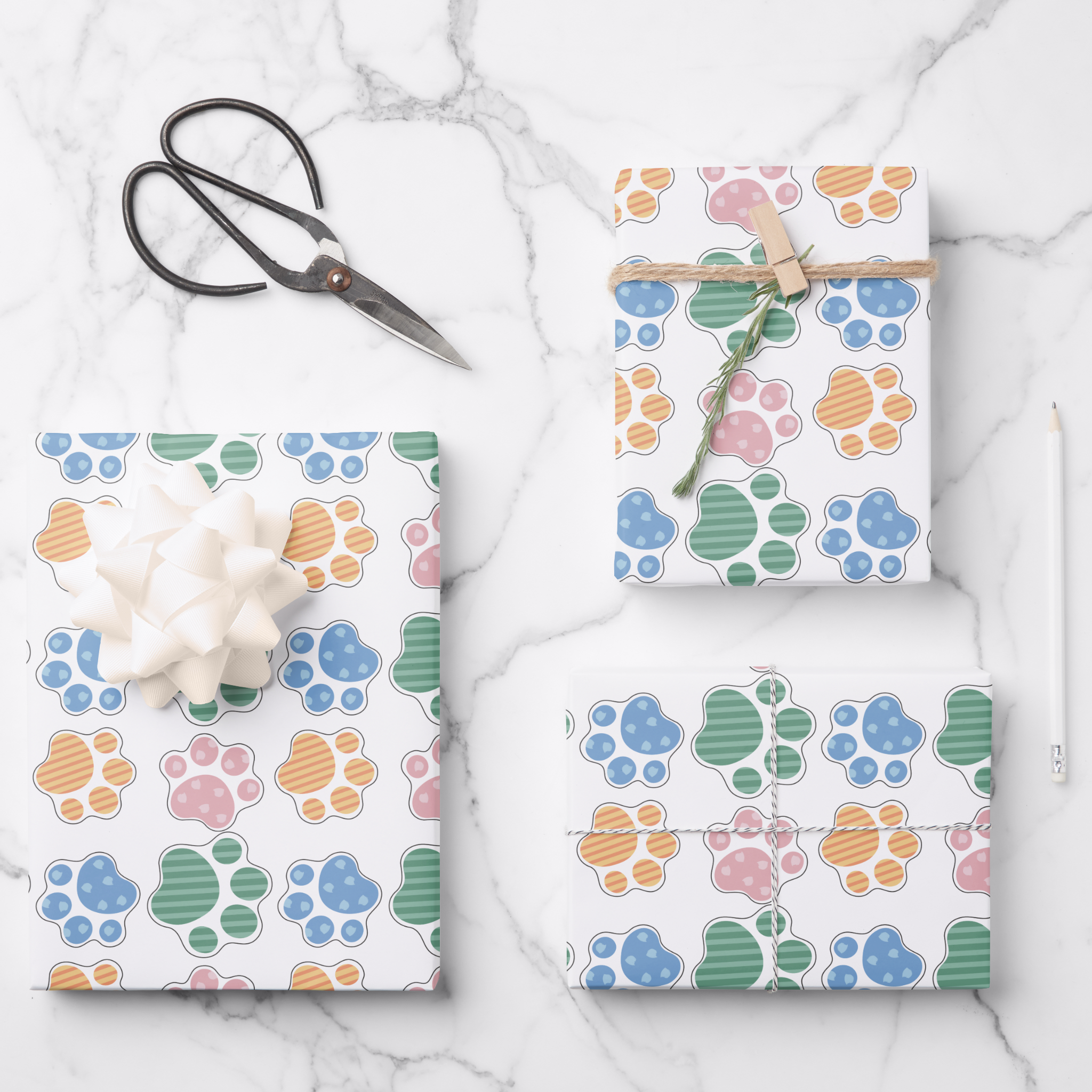 Puppies Gift Wrapping Paper Sheets, Set of 3