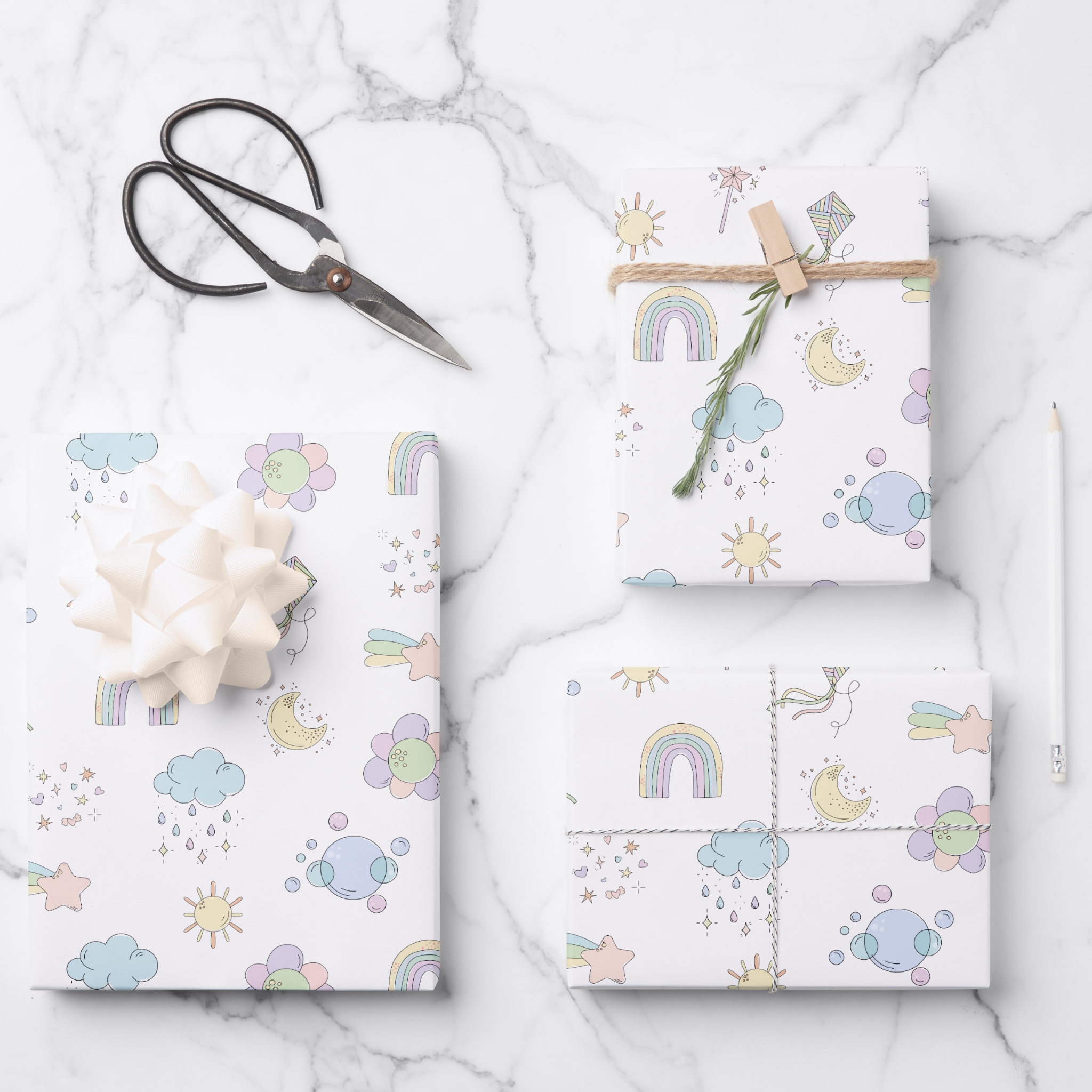 Rainbow Gift Wrapping Paper Sheets, Set of 3