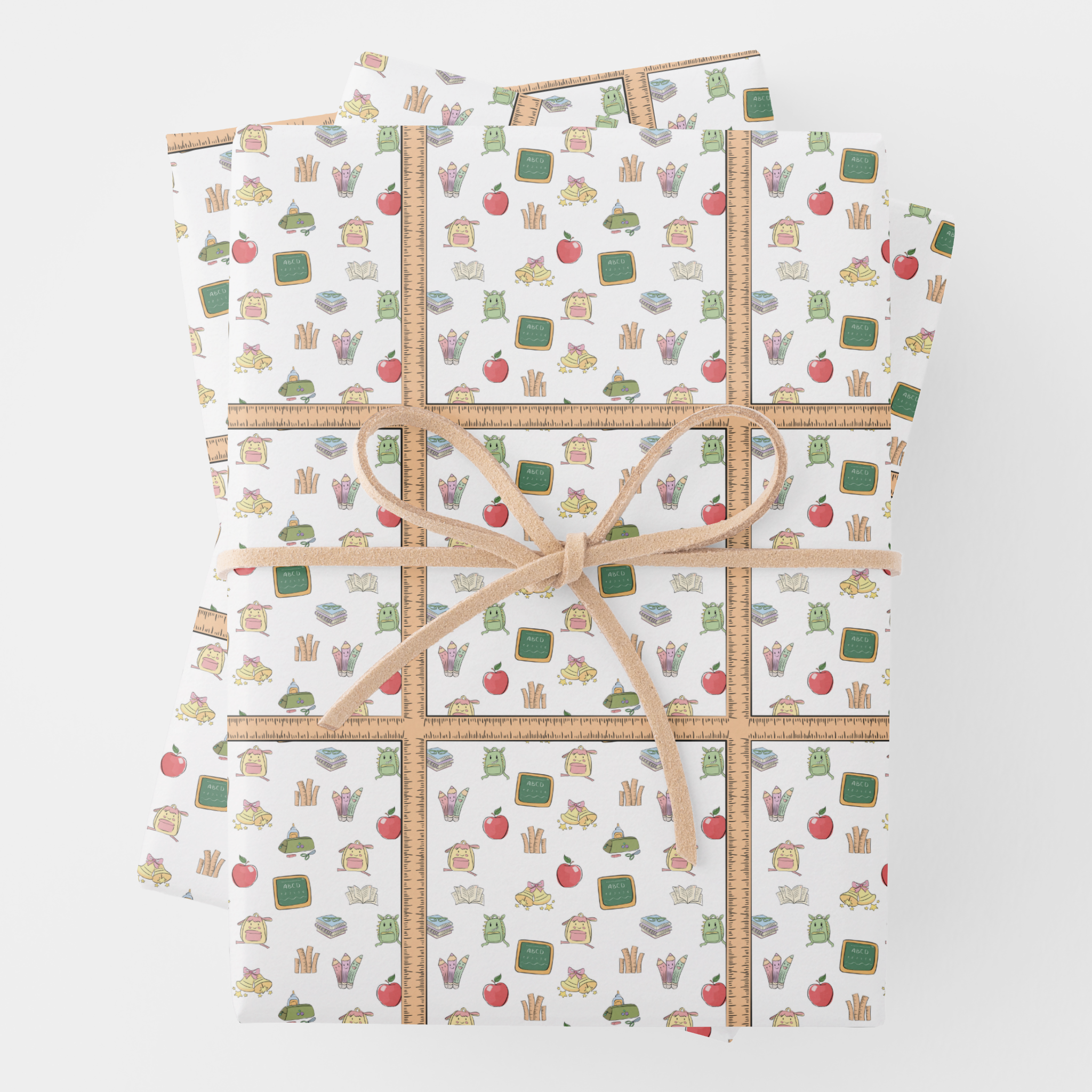 School Gift Wrapping Paper Sheets, Set of 3