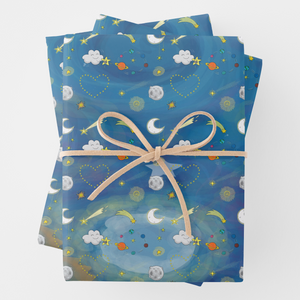 Stars Gift Wrapping Paper Sheets, Set of 3