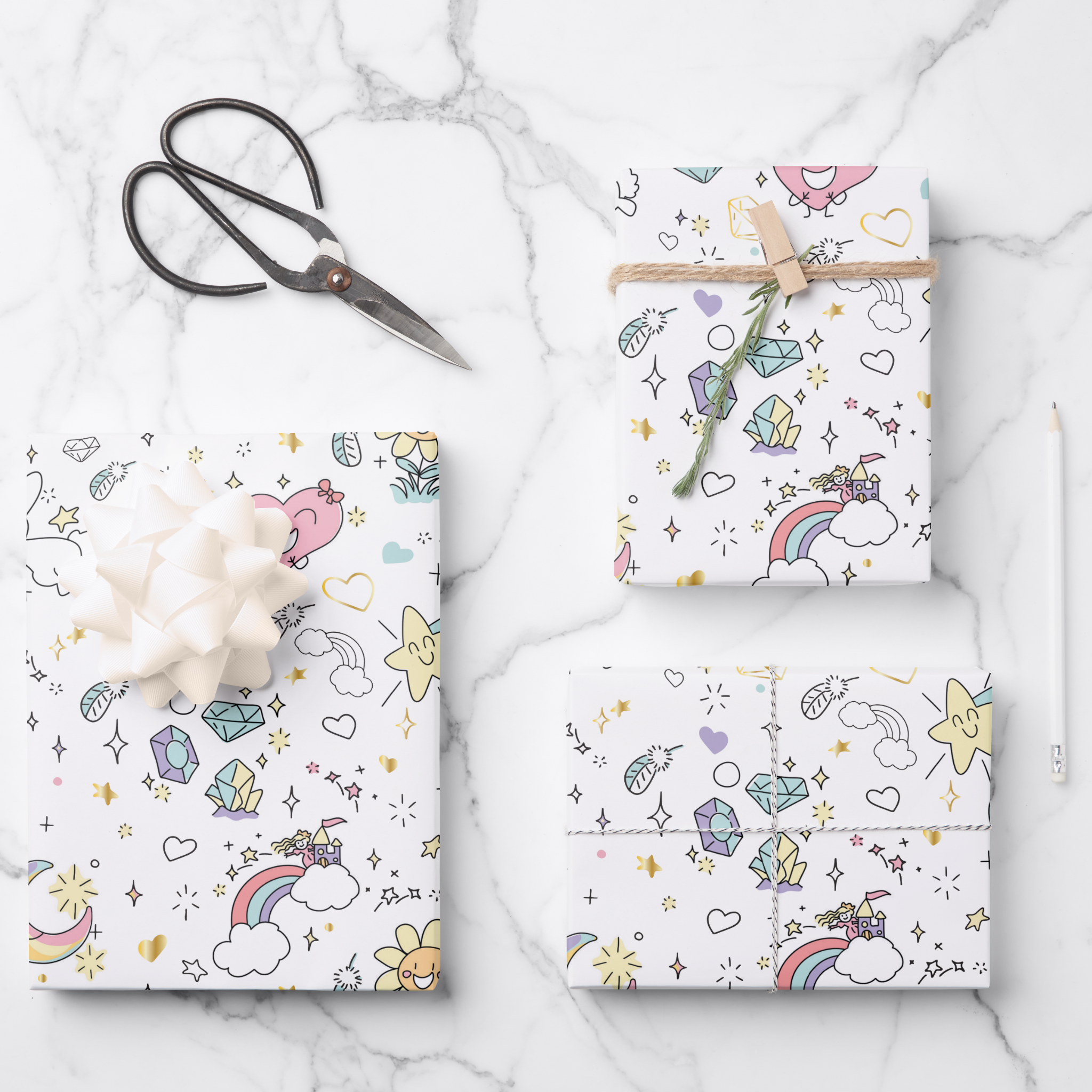 Unicorn Gift Wrapping Paper Sheets, Set of 3