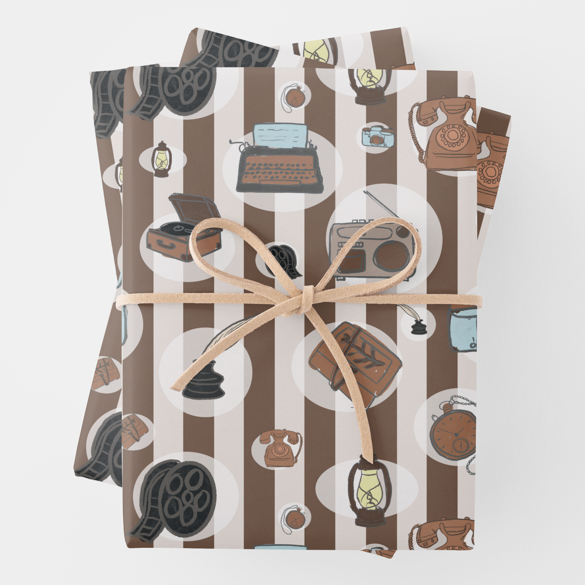 Vintage Gift Wrapping Paper Sheets, Set of 3