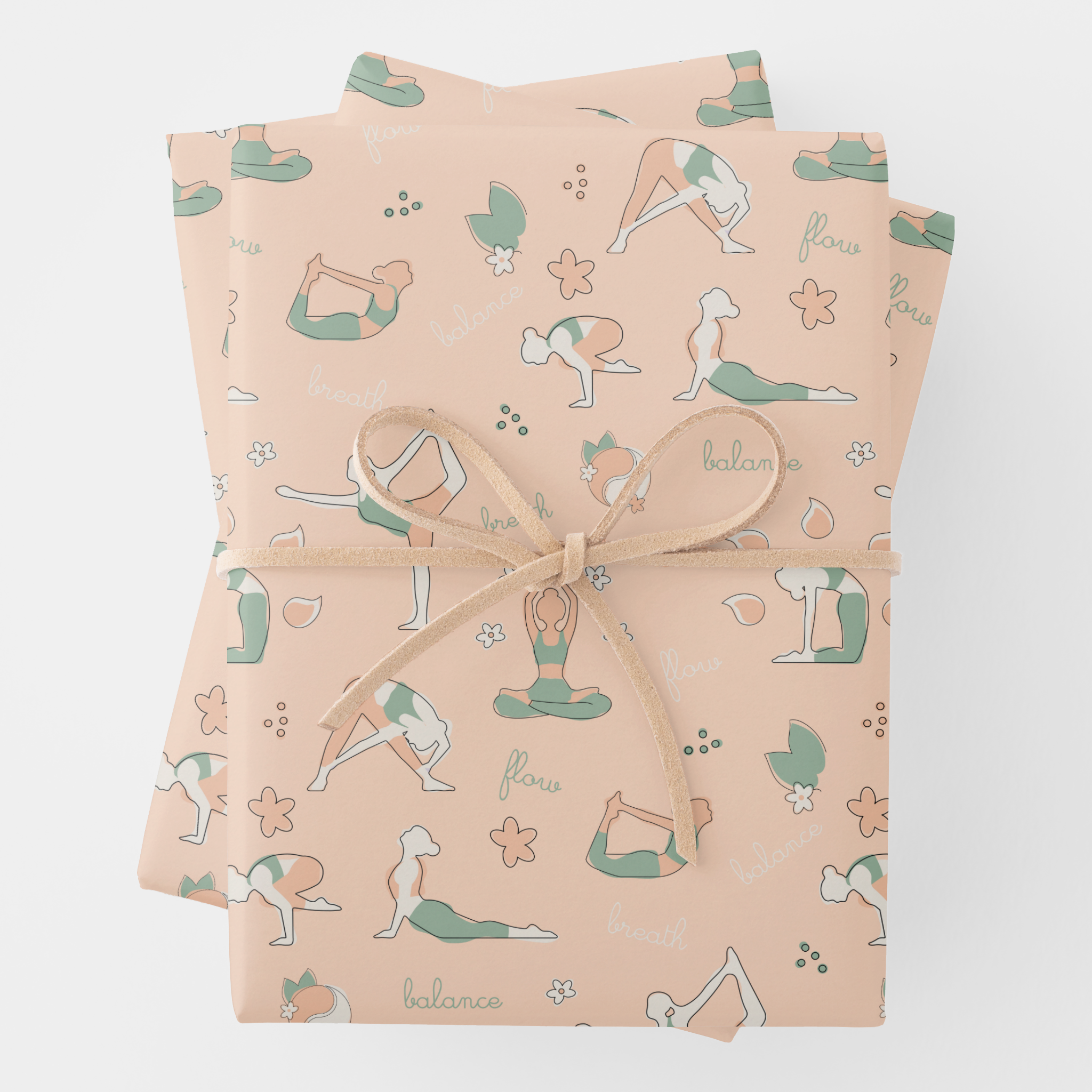 Yoga Gift Wrapping Paper Sheets, Set of 3