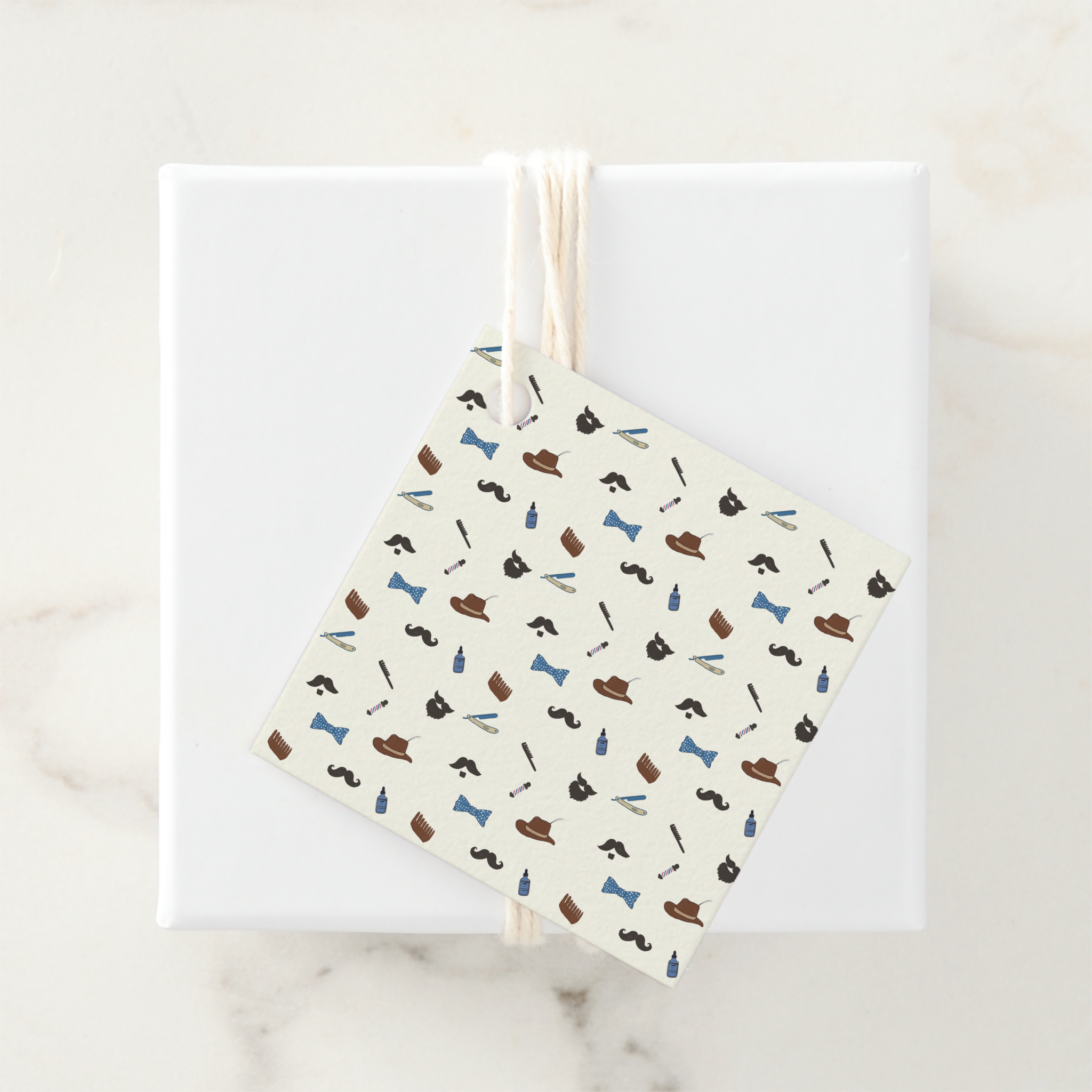 Beard Gift Tags With Twine, Set of 12