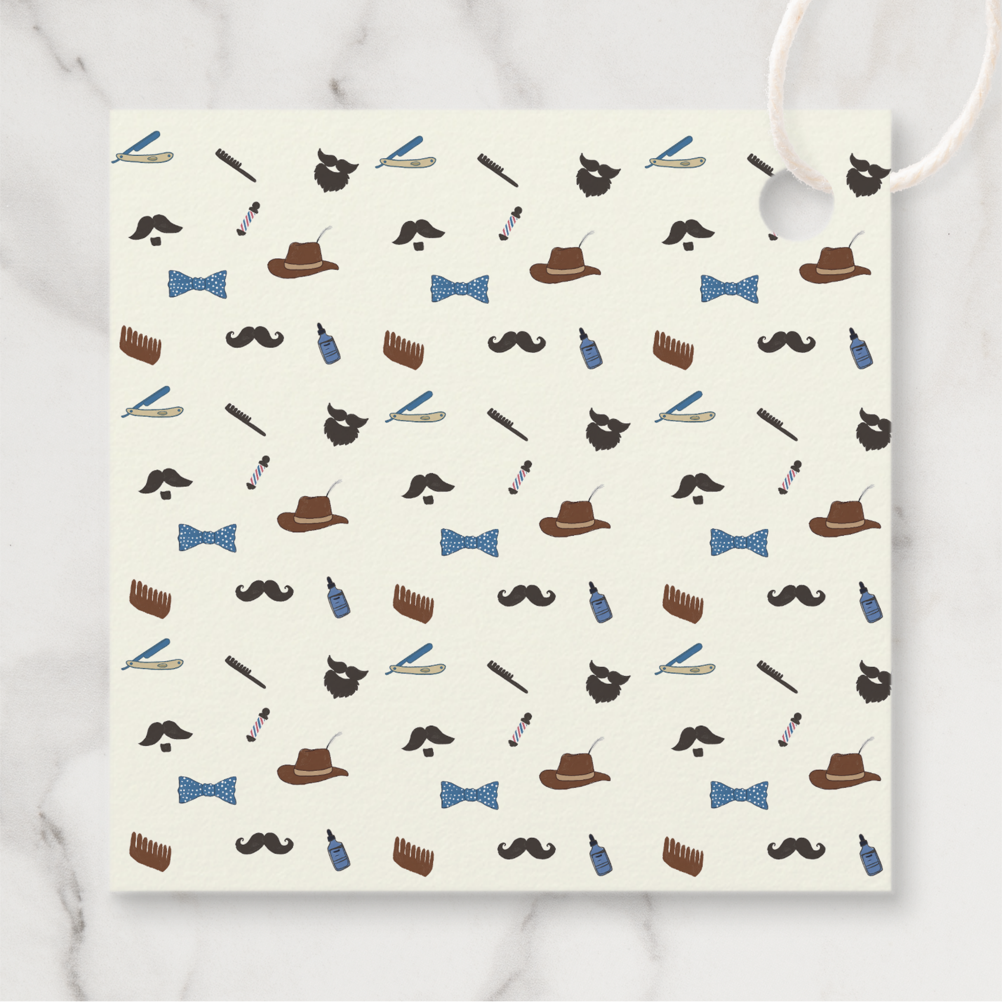 Beard Gift Tags With Twine, Set of 12