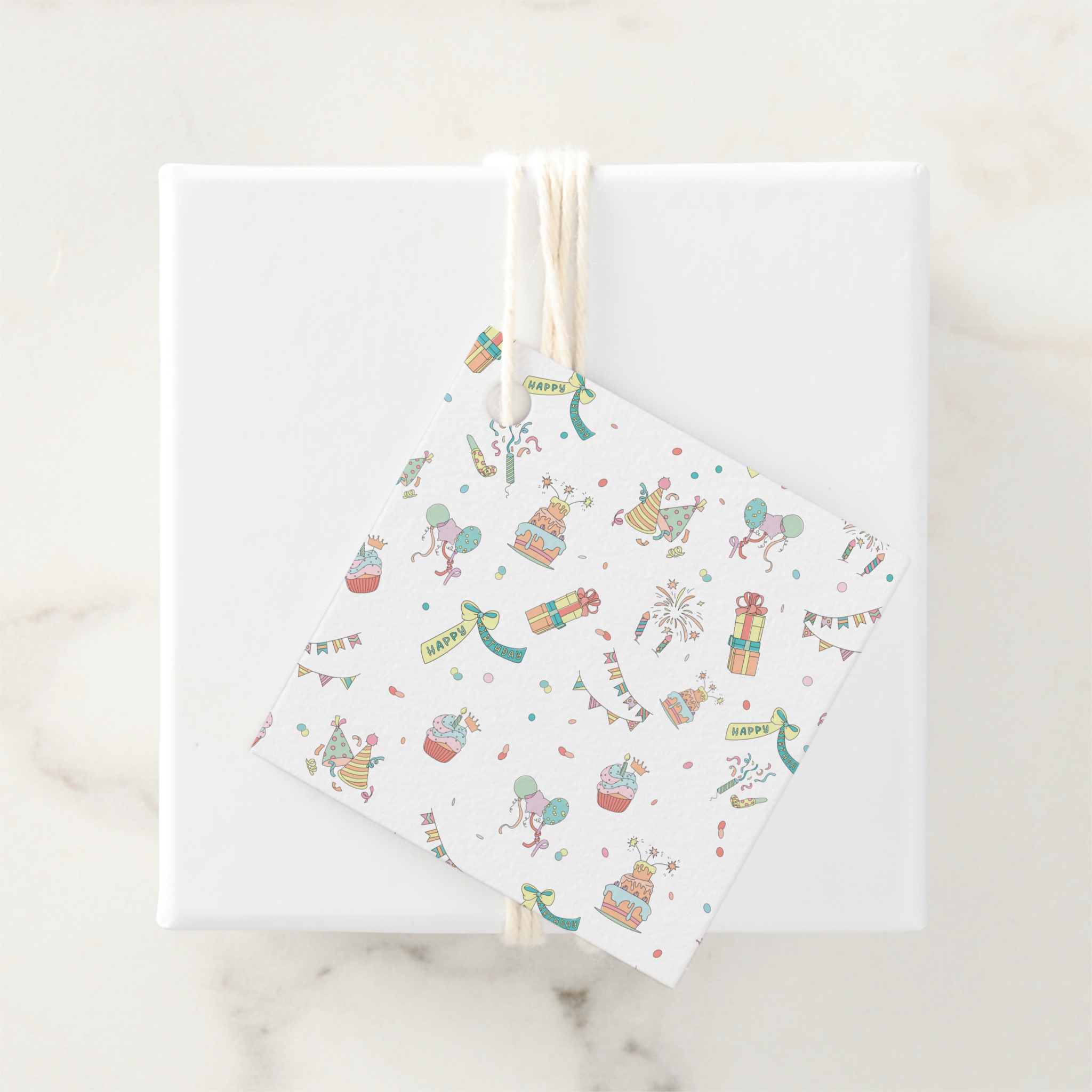 Birthday Gift Tags With Twine, Set of 12