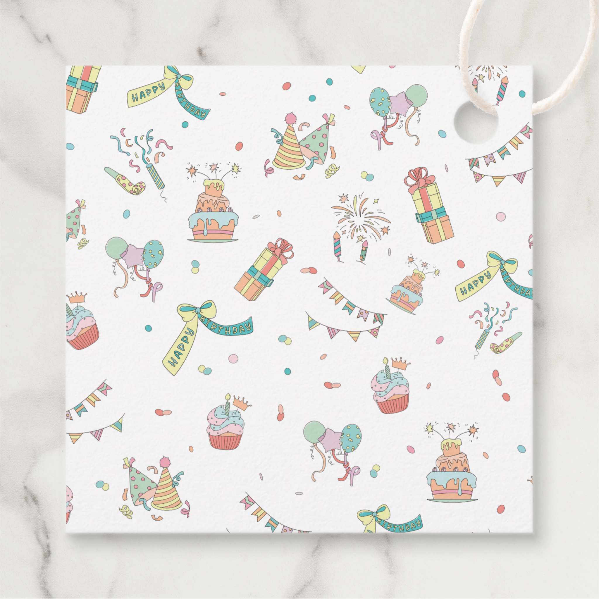 Birthday Gift Tags With Twine, Set of 12