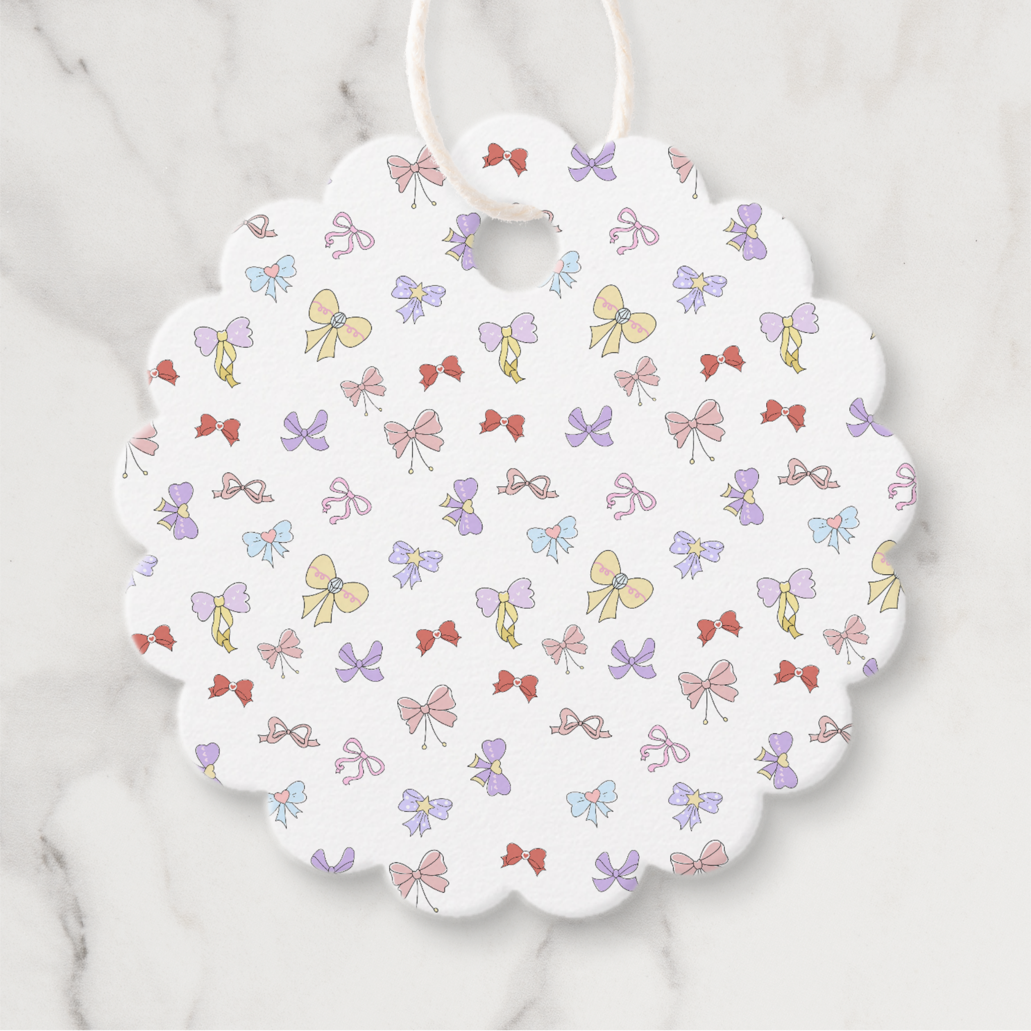 Bows Gift Tags With Twine, Set of 12