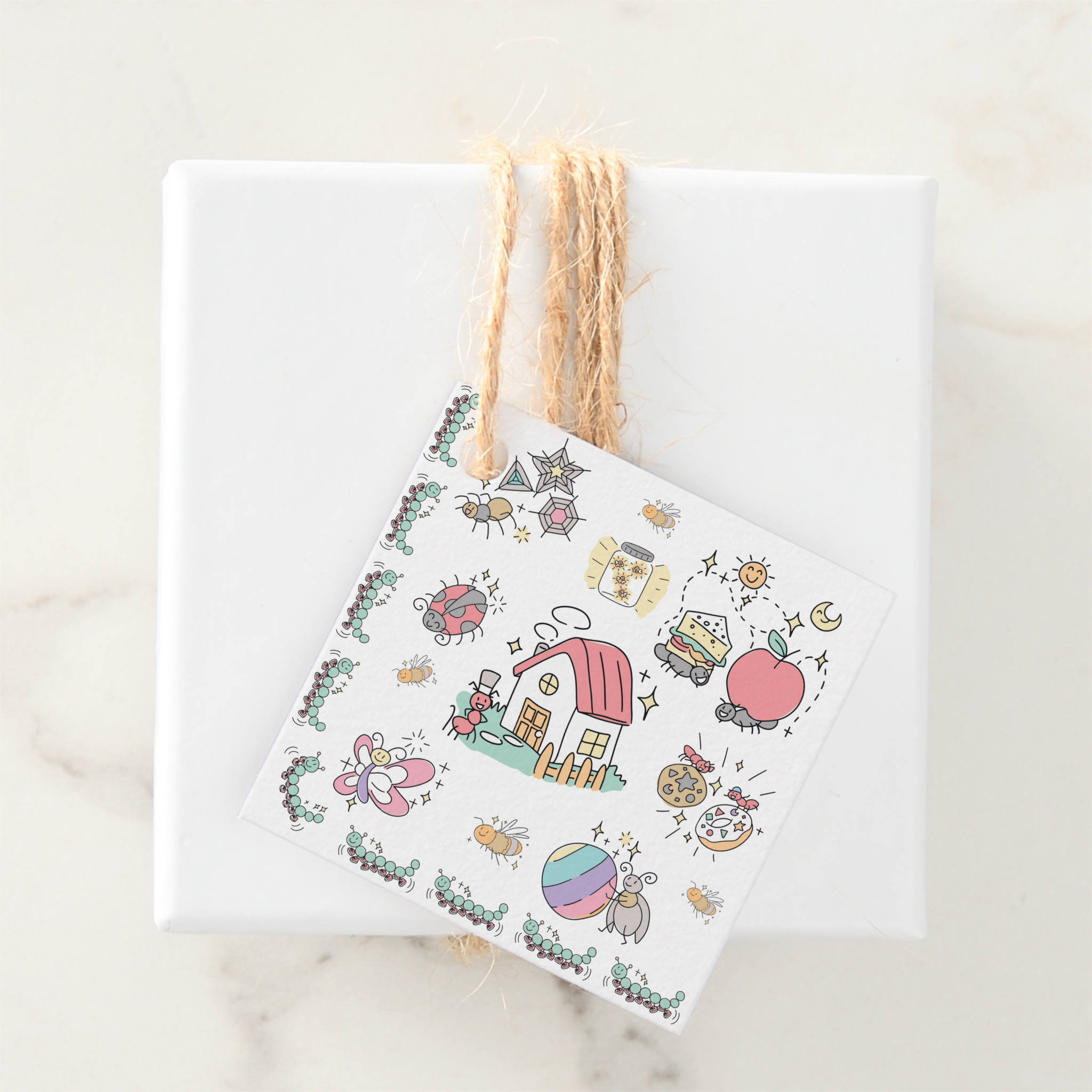 Bugs Gift Tags With Twine, Set of 12