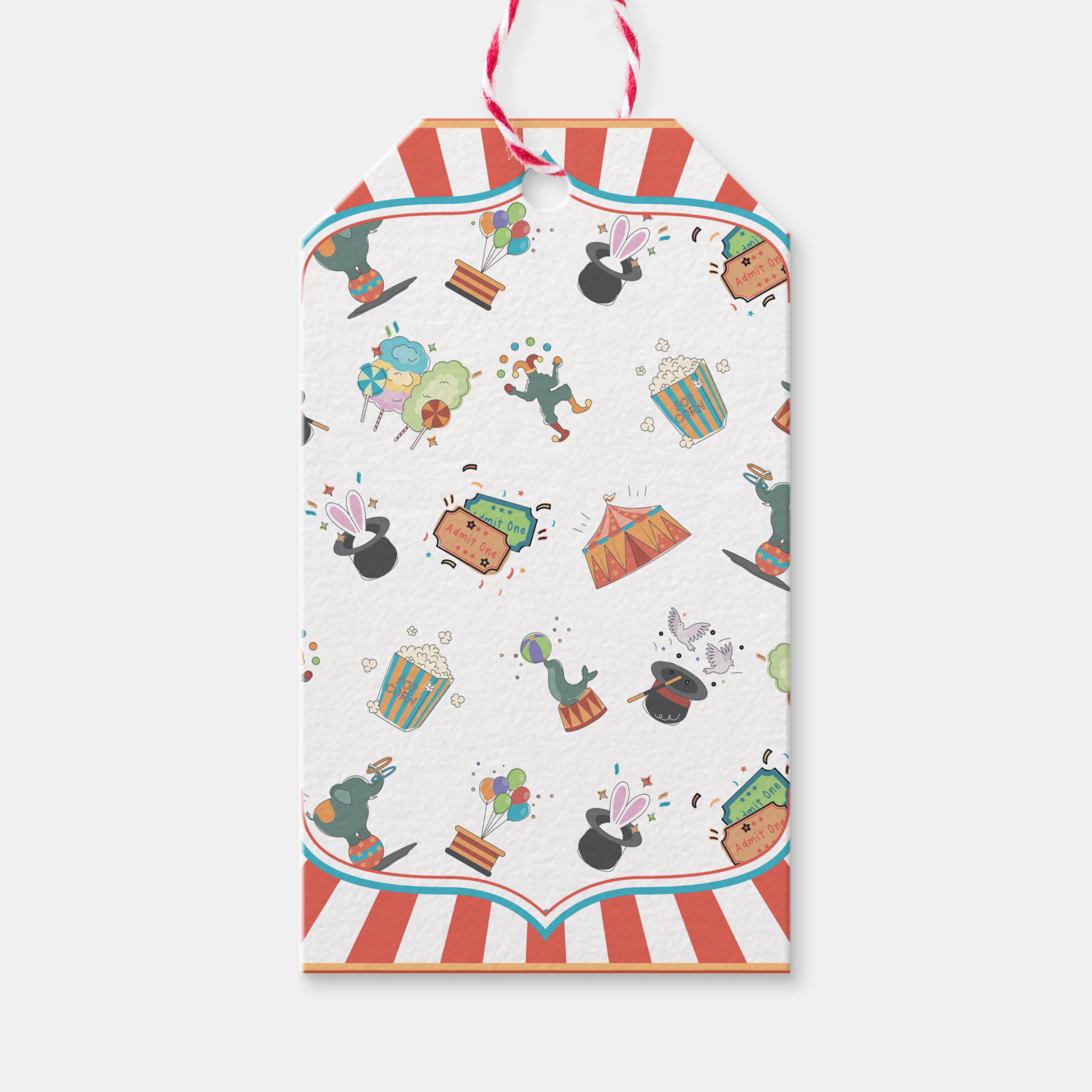 Circus Gift Tags With Twine, Set of 10