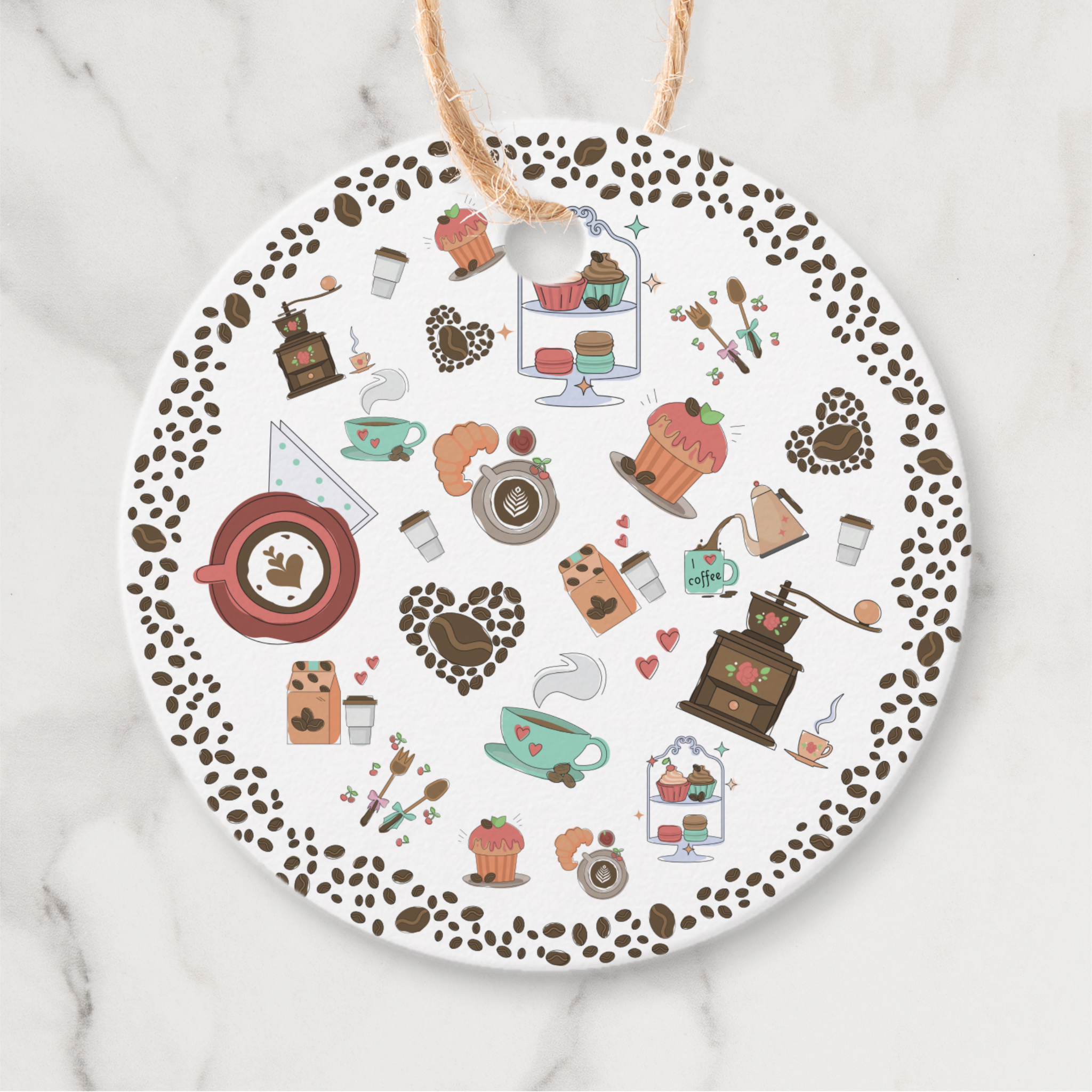 Coffee Gift Tags With Twine, Set of 12