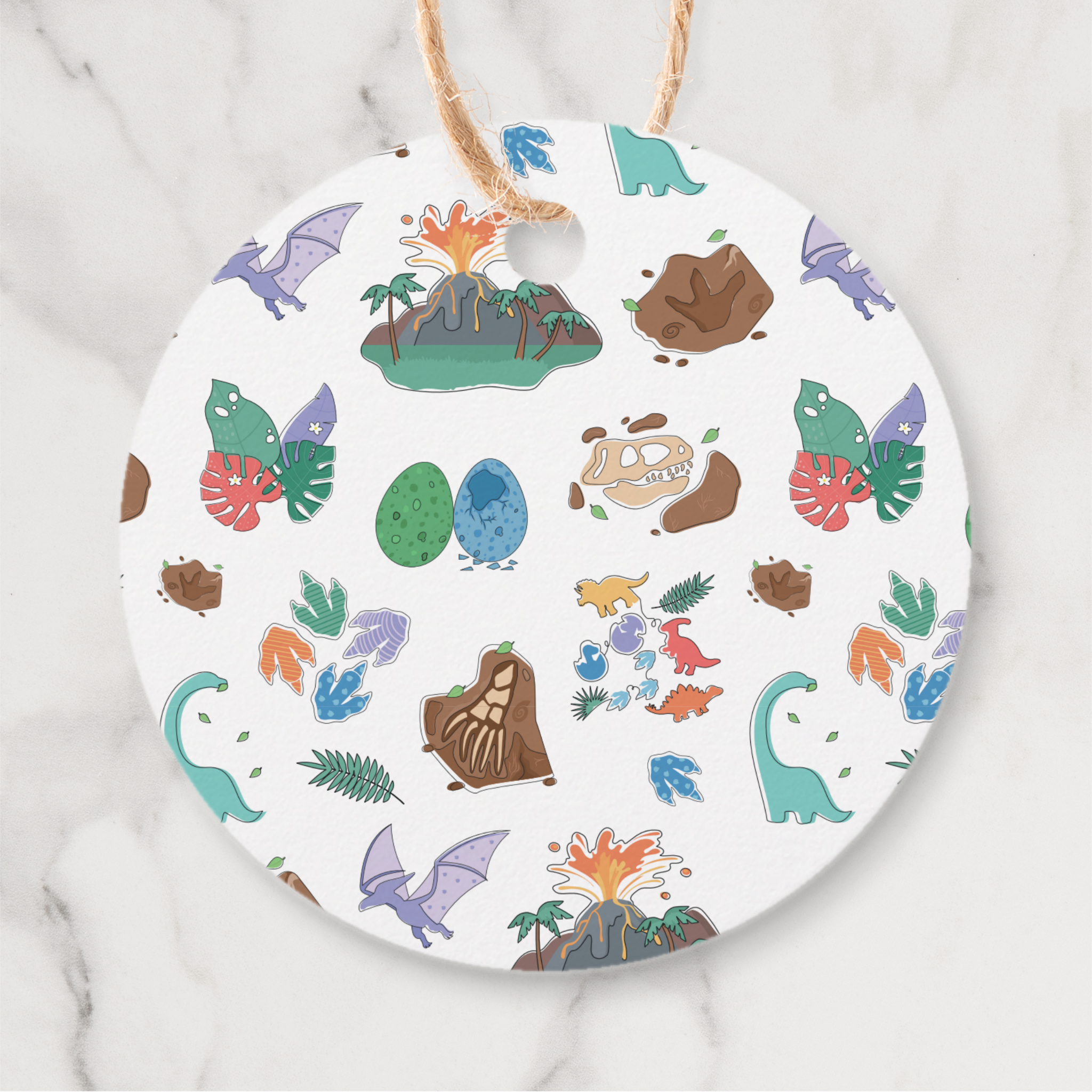 Dinosaur Gift Tags With Twine, Set of 12