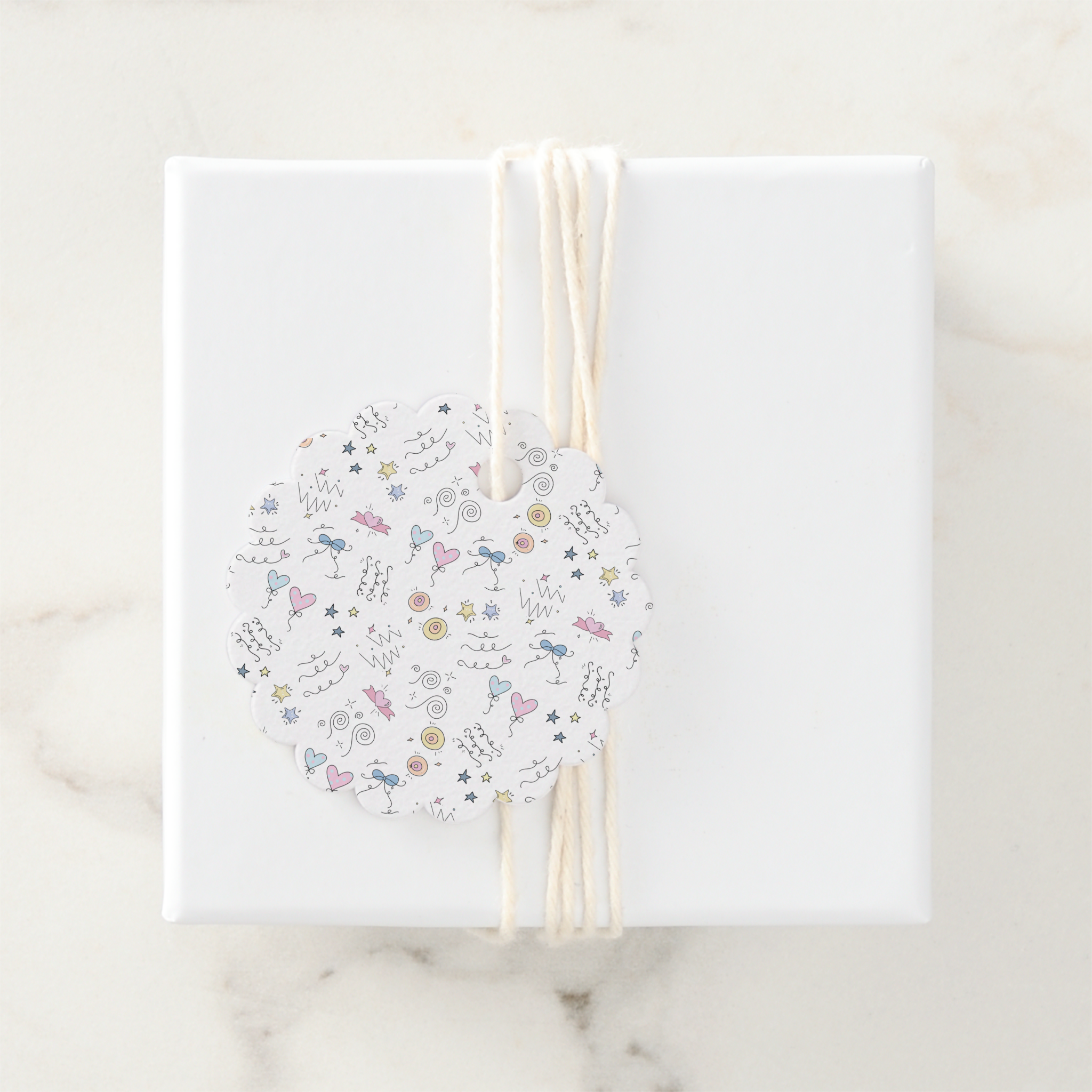 Doodle Lines Gift Tags With Twine, Set of 12