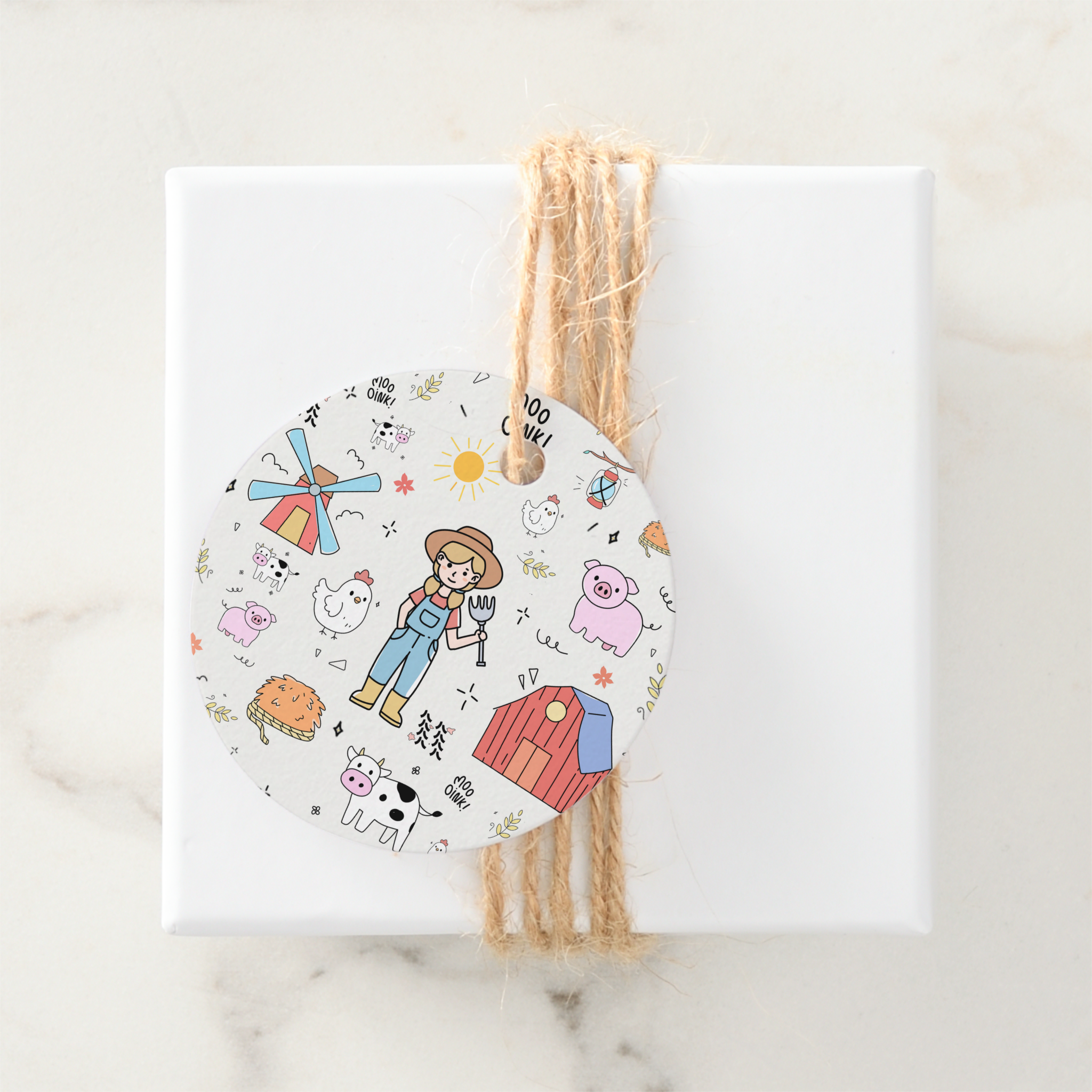 Farm Gift Tags With Twine, Set of 12