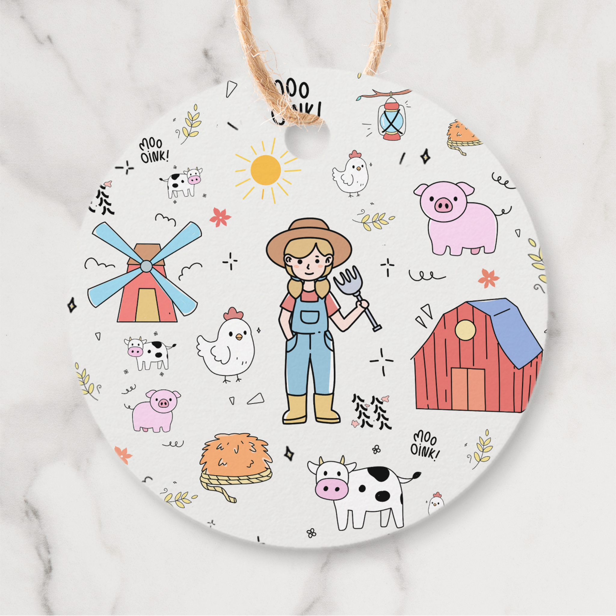 Farm Gift Tags With Twine, Set of 12