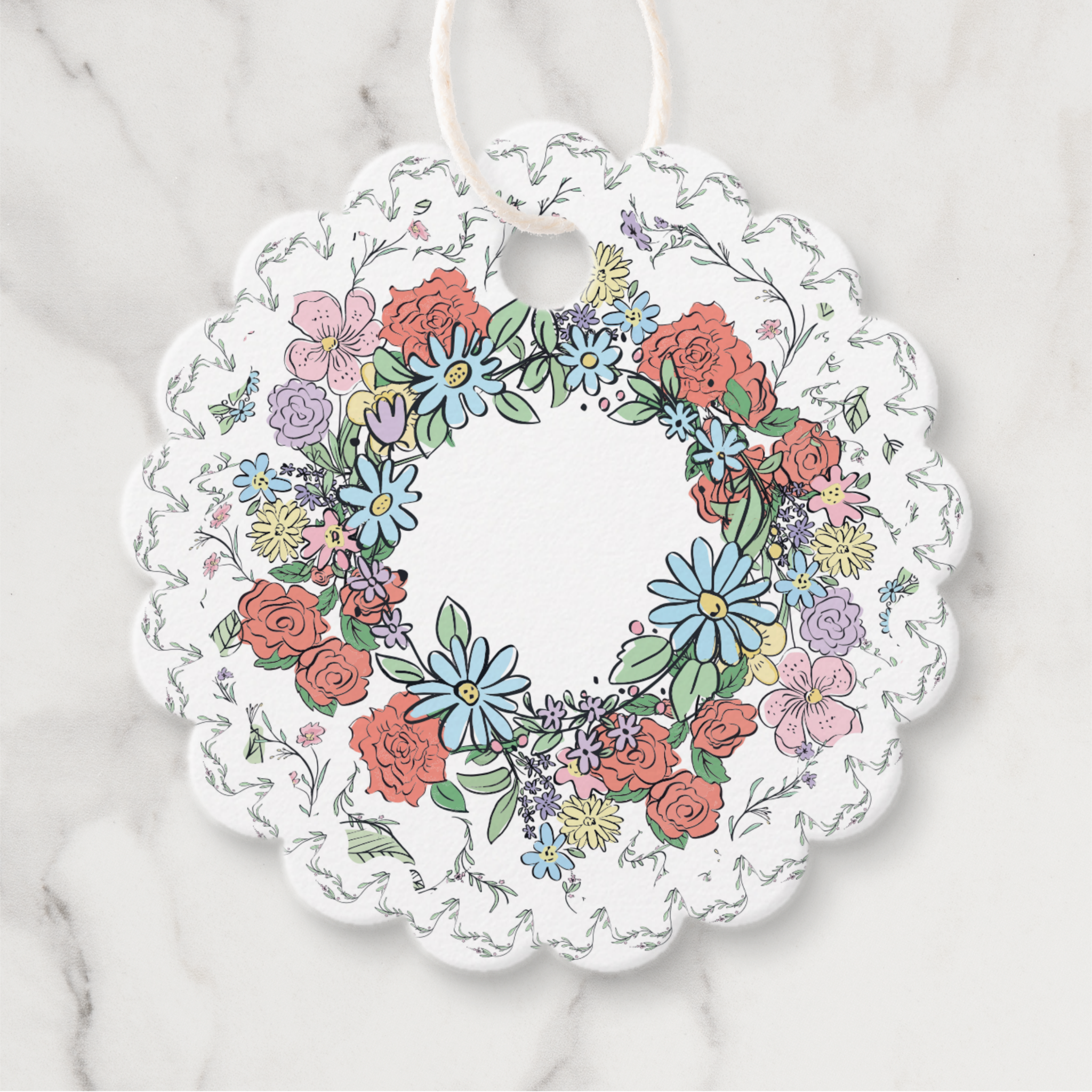 Floral Gift Tags With Twine, Set of 12