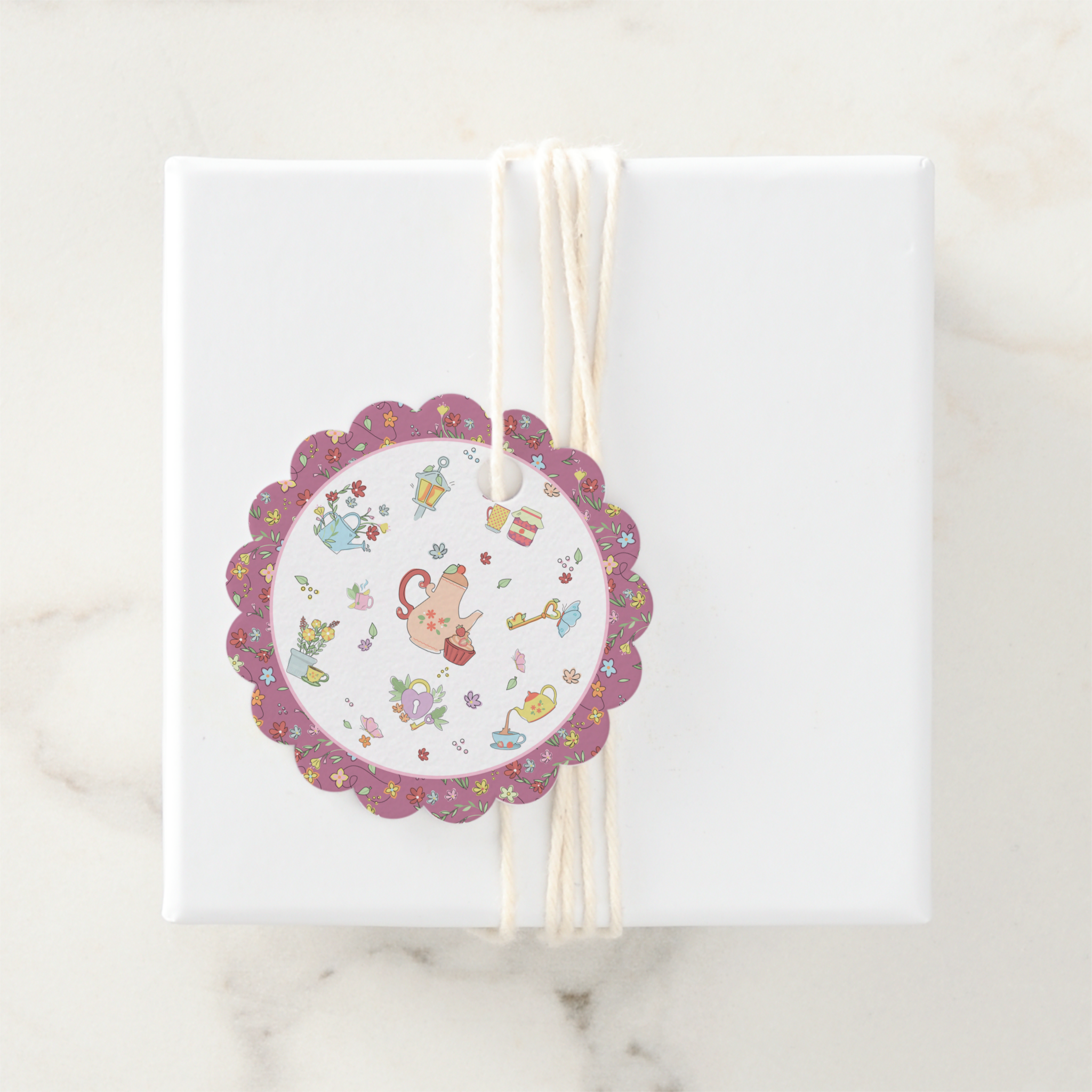 Garden Tea Gift Tags With Twine, Set of 12