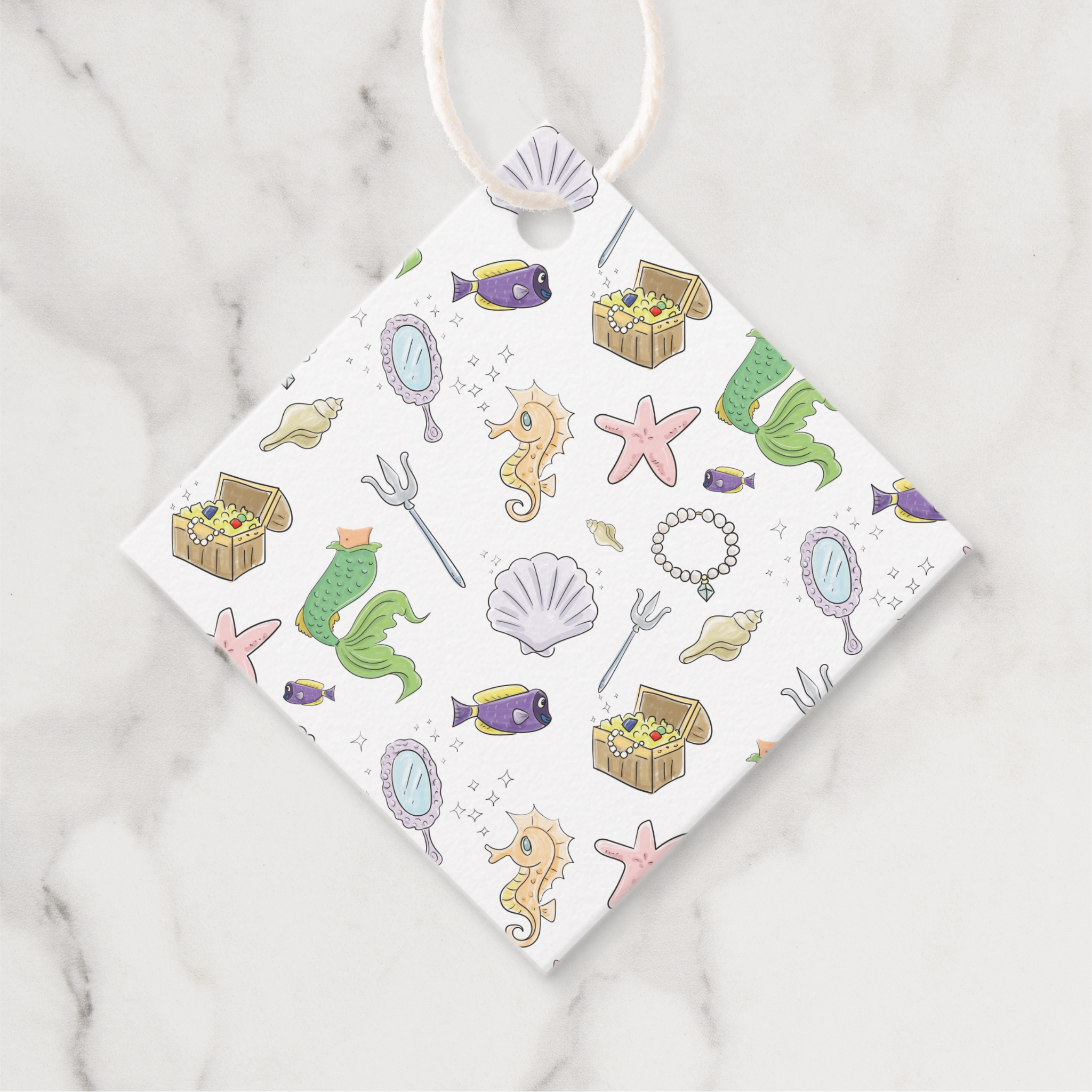Mermaid Gift Tags With Twine, Set of 12