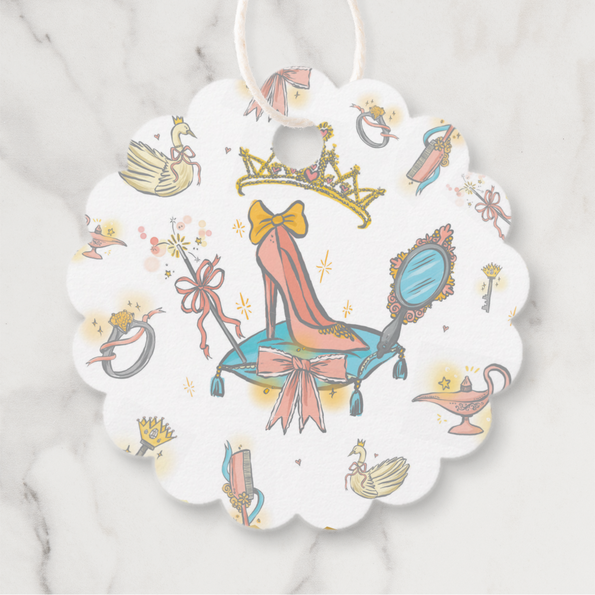 Princess Gift Tags With Twine, Set of 12