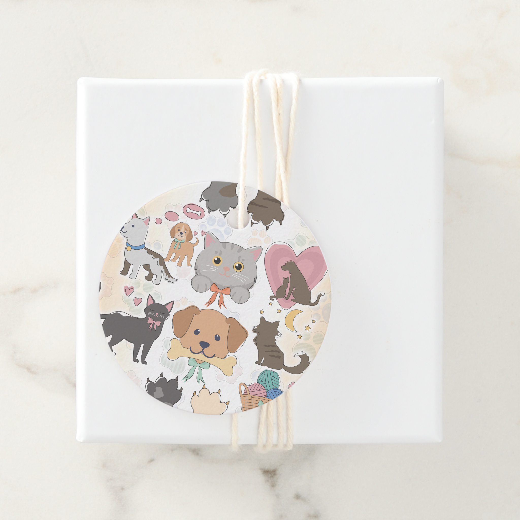 Puppies Gift Tags With Twine, Set of 12