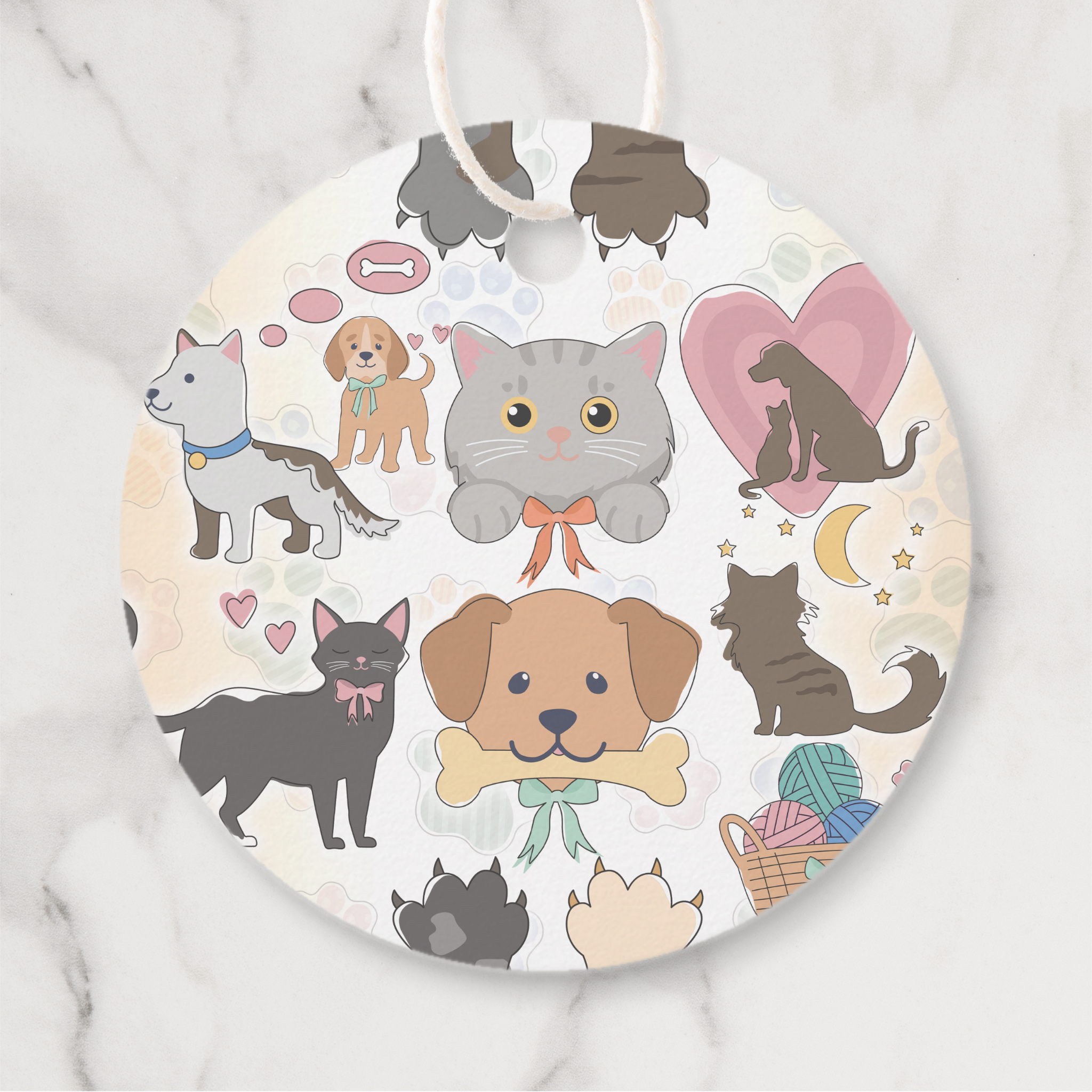 Puppies Gift Tags With Twine, Set of 12