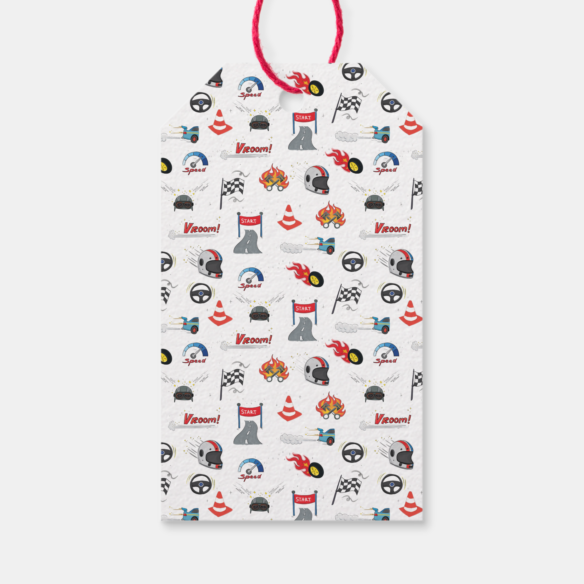 Racing Cars Gift Tags With Twine, Set of 10