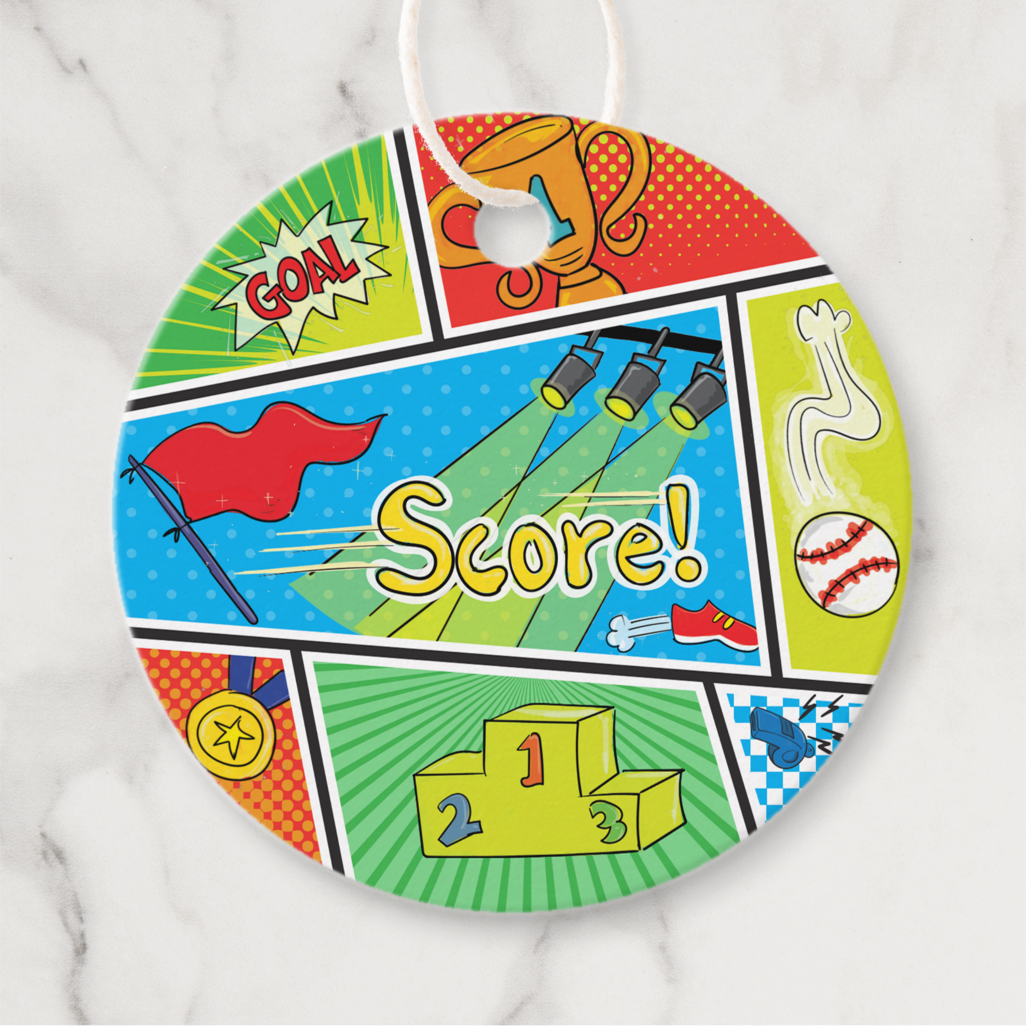 Sports Gift Tags With Twine, Set of 12