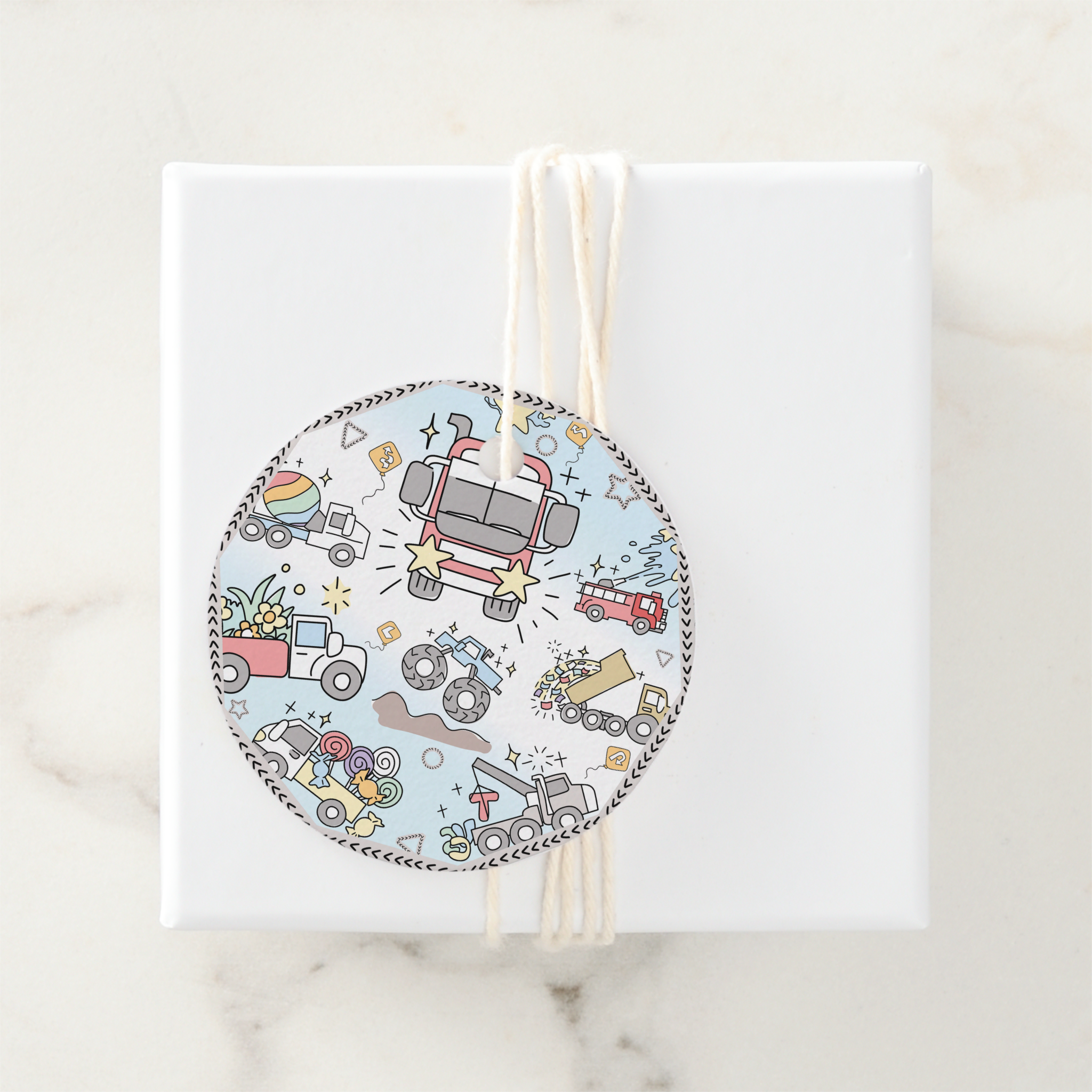 Trucks Gift Tags With Twine, Set of 12