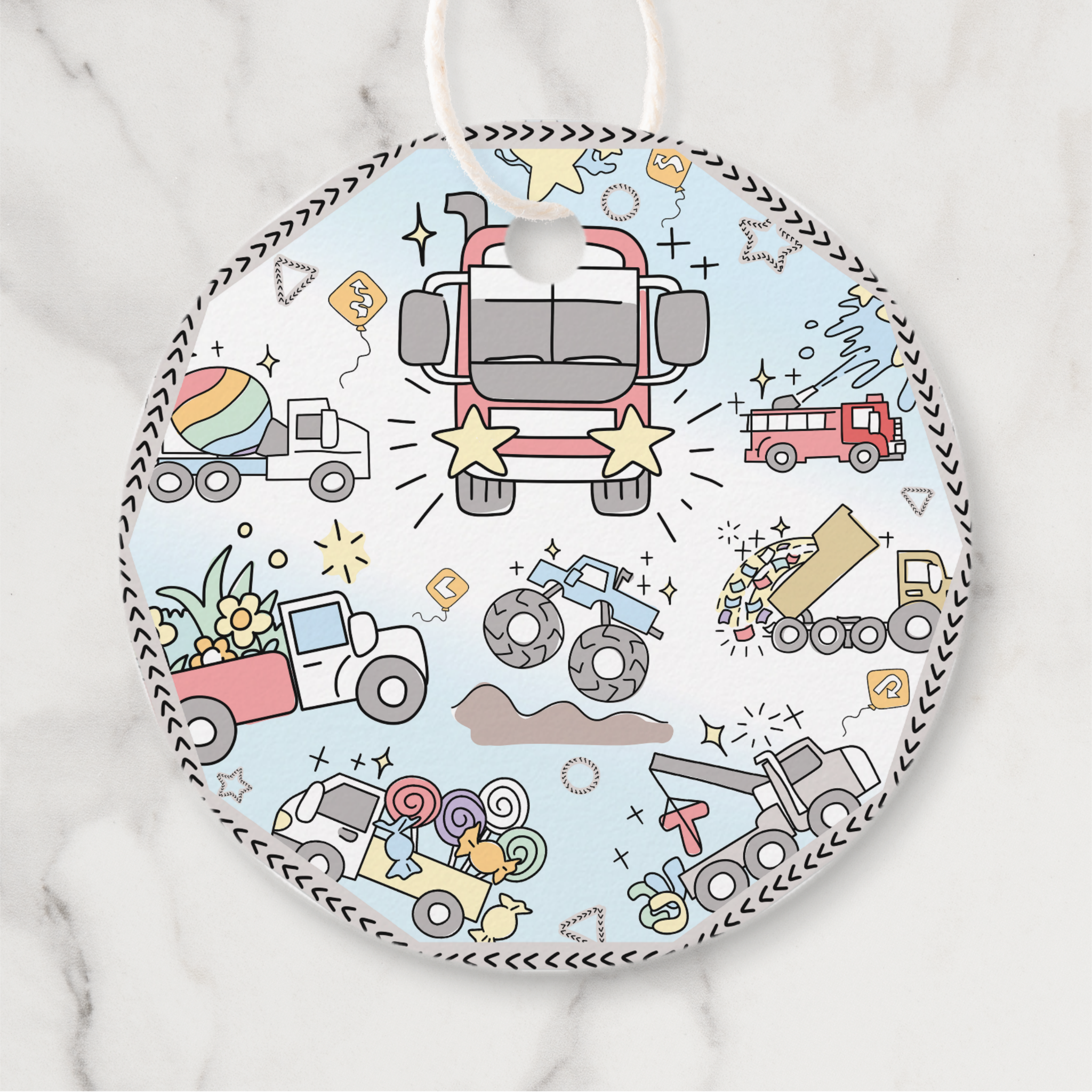 Trucks Gift Tags With Twine, Set of 12