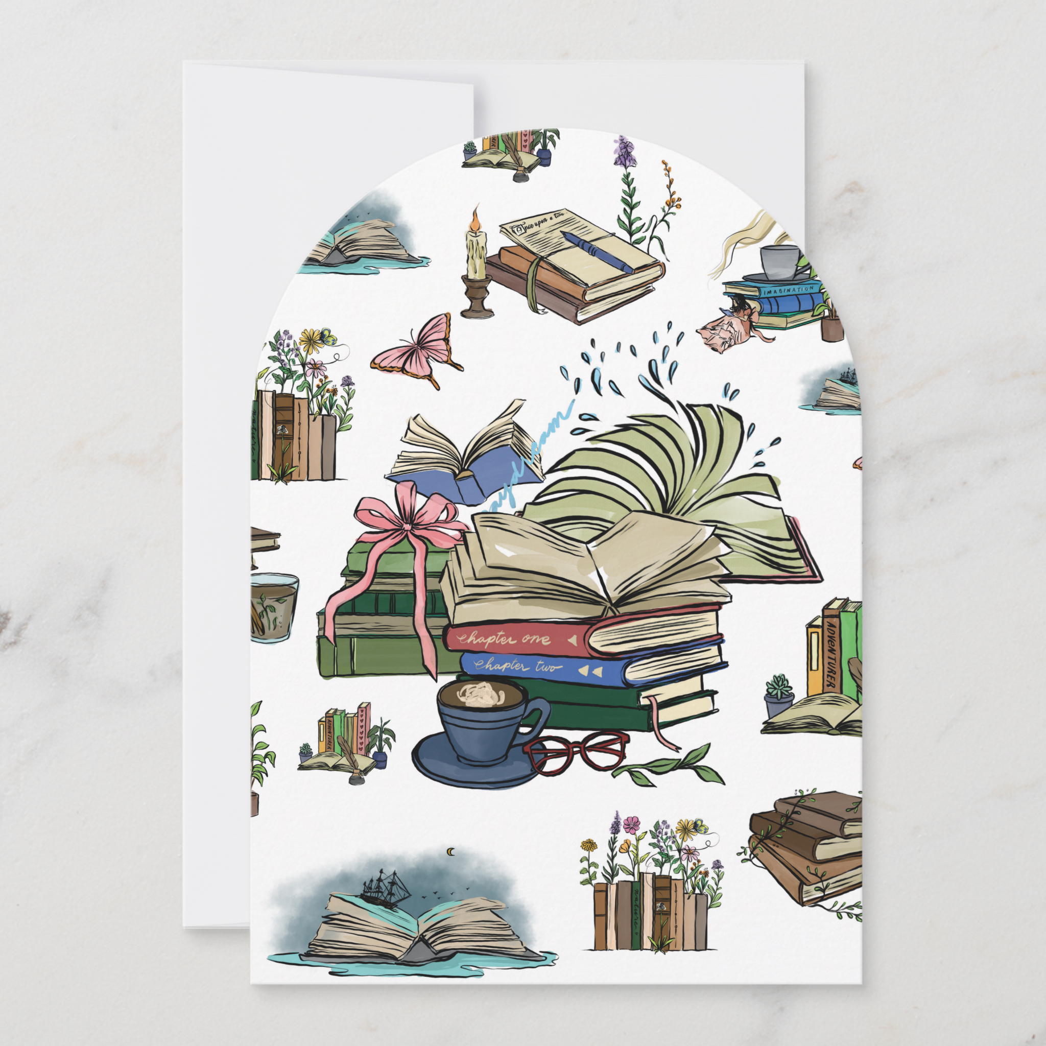 Books Greeting Card With Envelope
