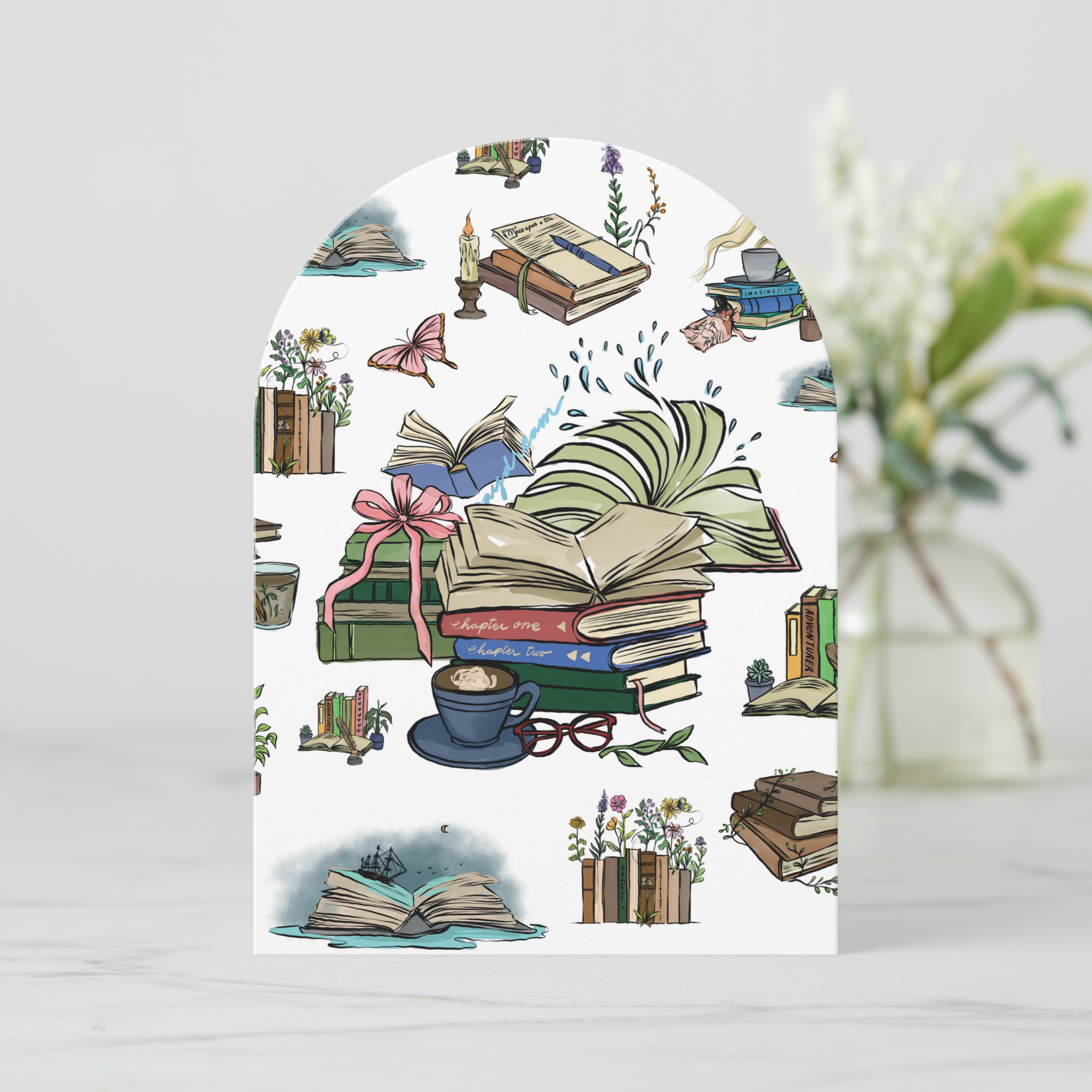 Books Greeting Card With Envelope