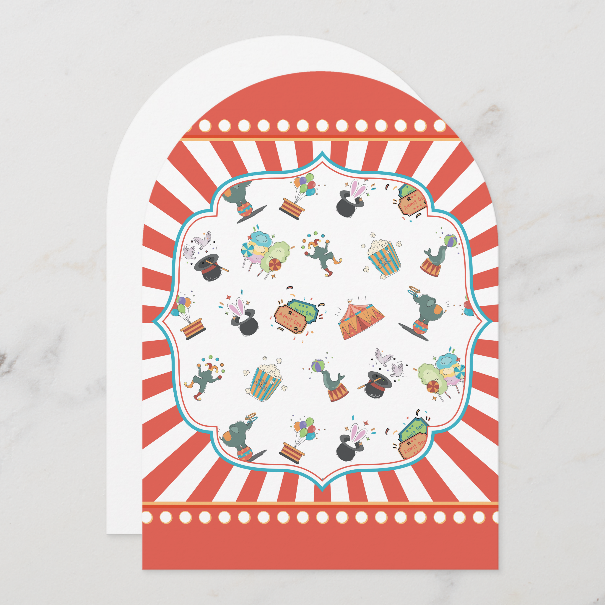 Circus Greeting Card With Envelope