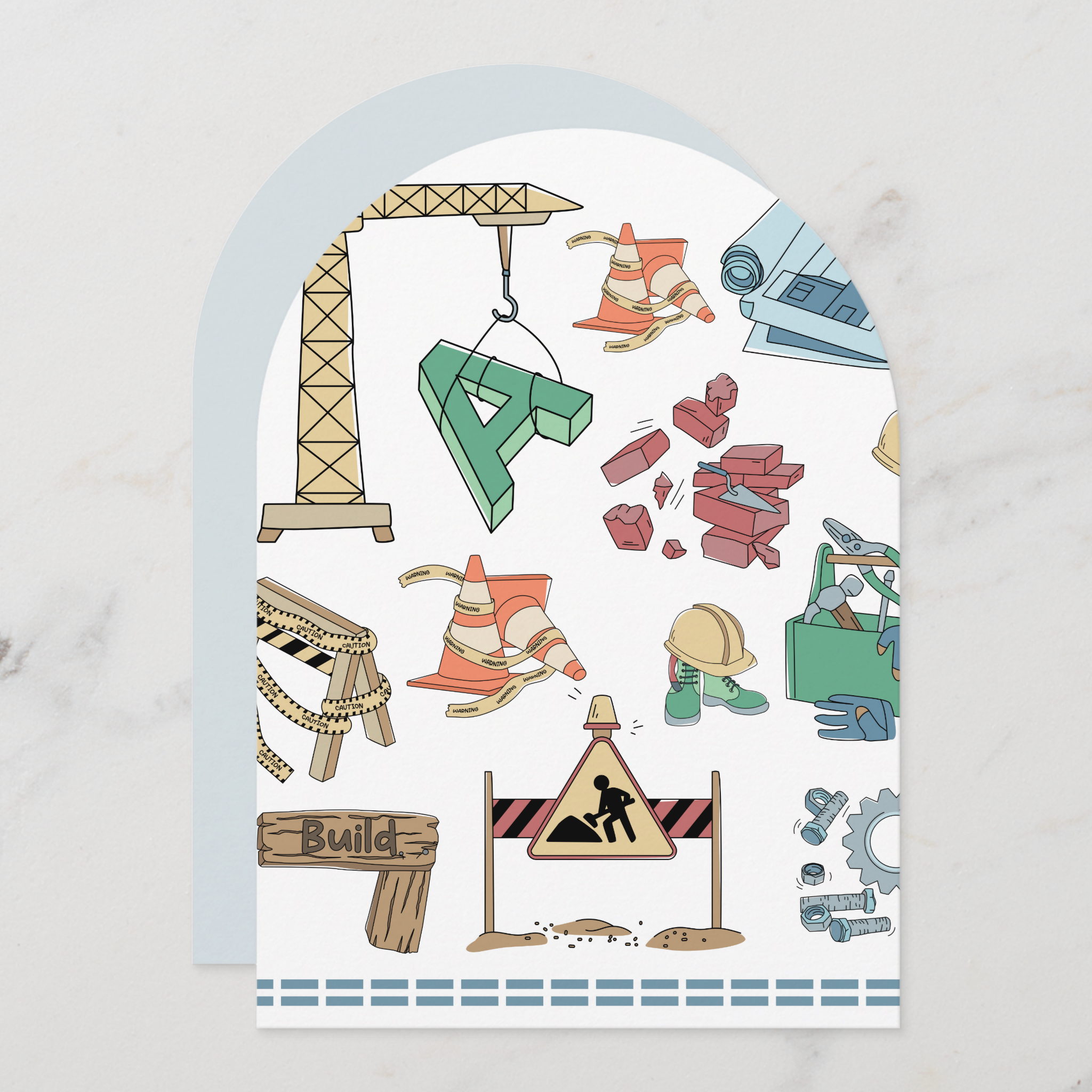 Construction Greeting Card With Envelope