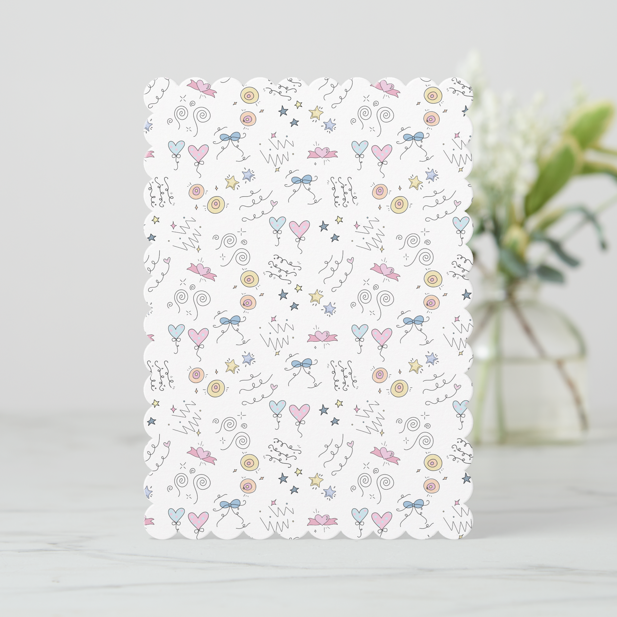 Doodle Lines Greeting Card With Envelope