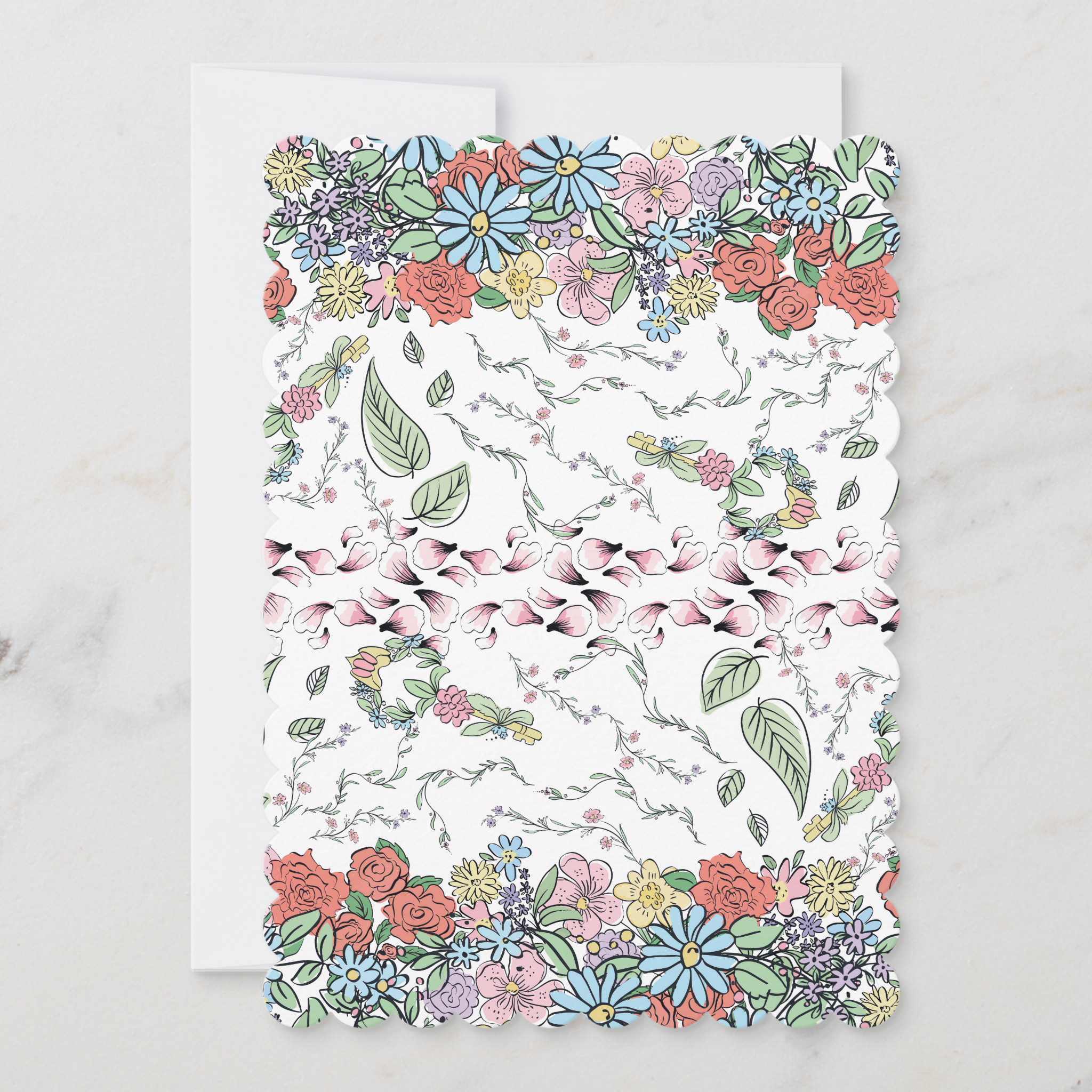 Floral Greeting Card With Envelope