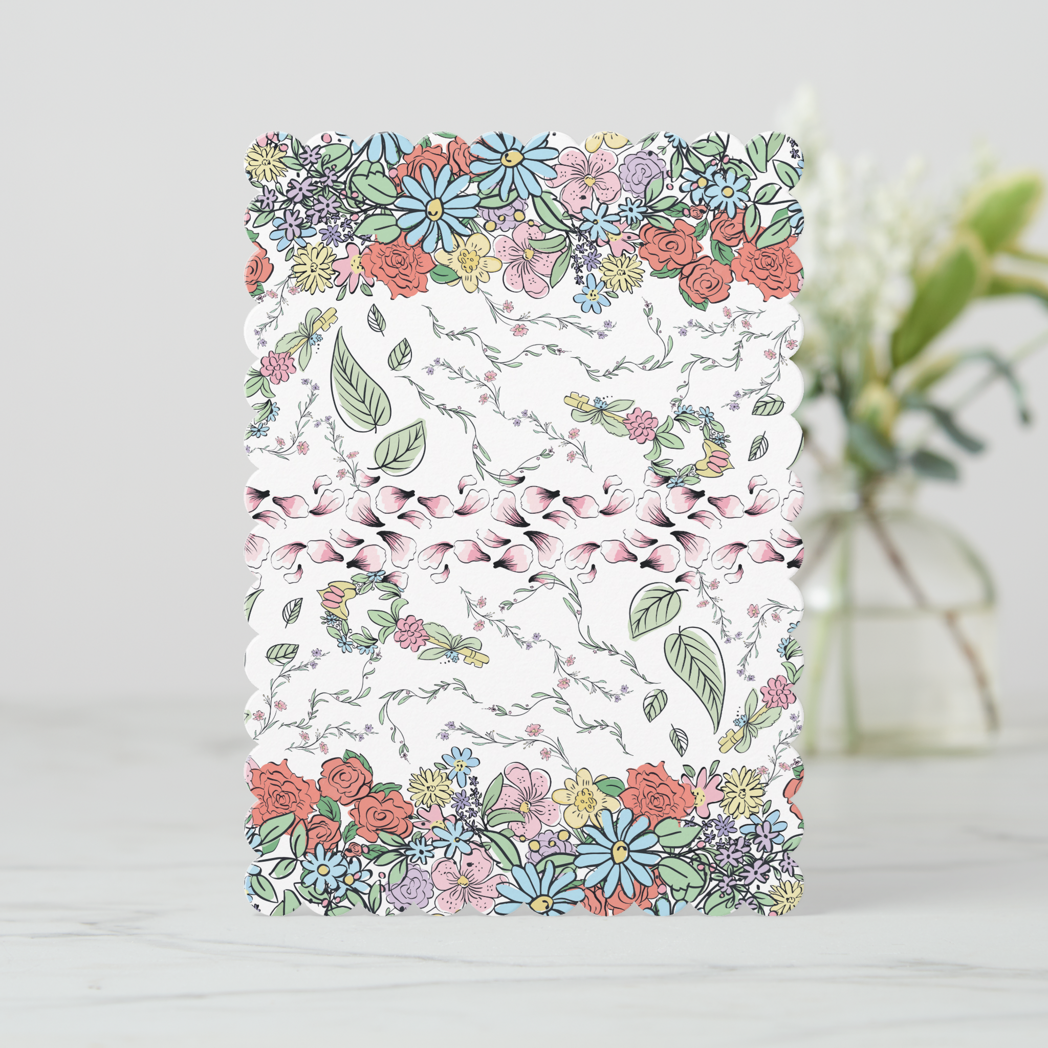 Floral Greeting Card With Envelope