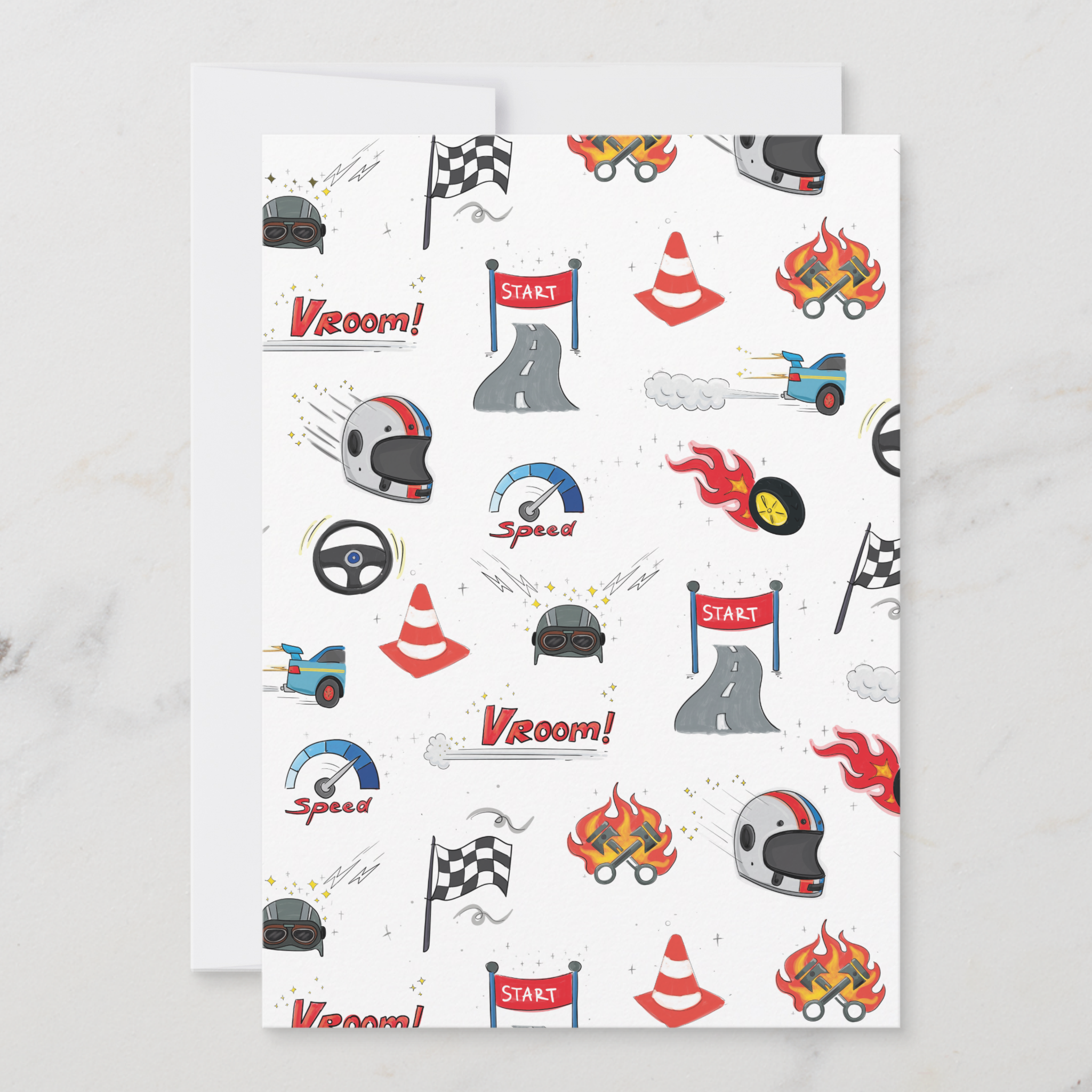 Racing Cars Greeting Card With Envelope