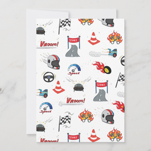 Racing Cars Greeting Card With Envelope