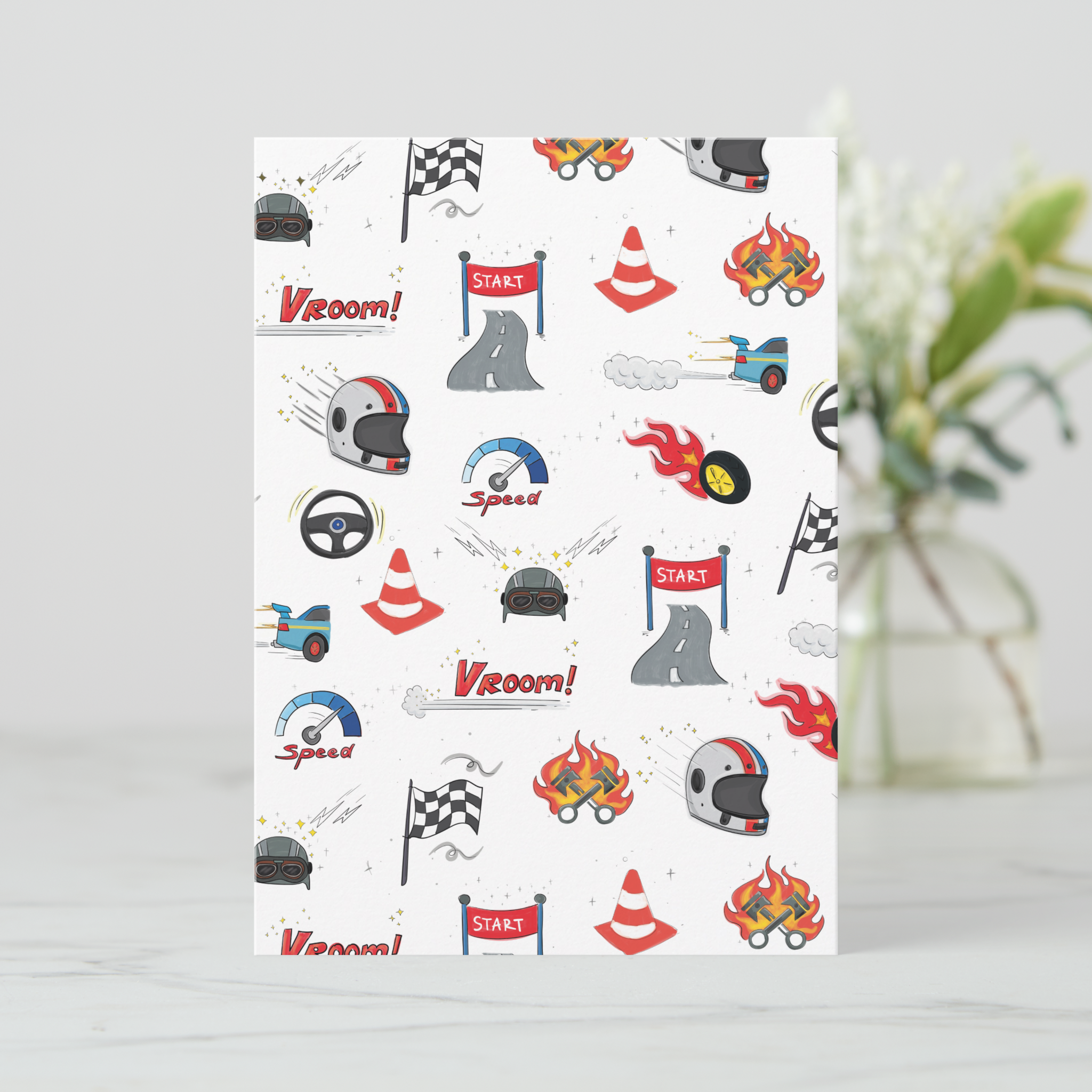 Racing Cars Greeting Card With Envelope